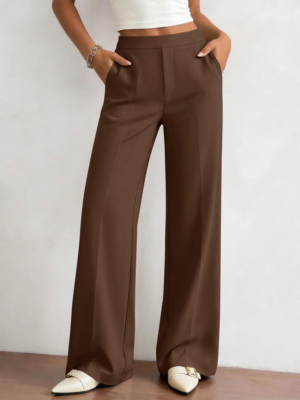 BTFBM Womens Dress Pants Wide Leg Trousers Pockets | High Waisted Long Business Casual Slacks Fall Fashion