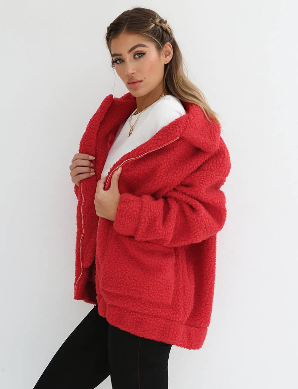 PRETTYGARDEN Women's Fashion Winter Coats Sherpa Fleece Faux Fur Shearling Oversized Trendy Jackets Warm Outerwear Clothing