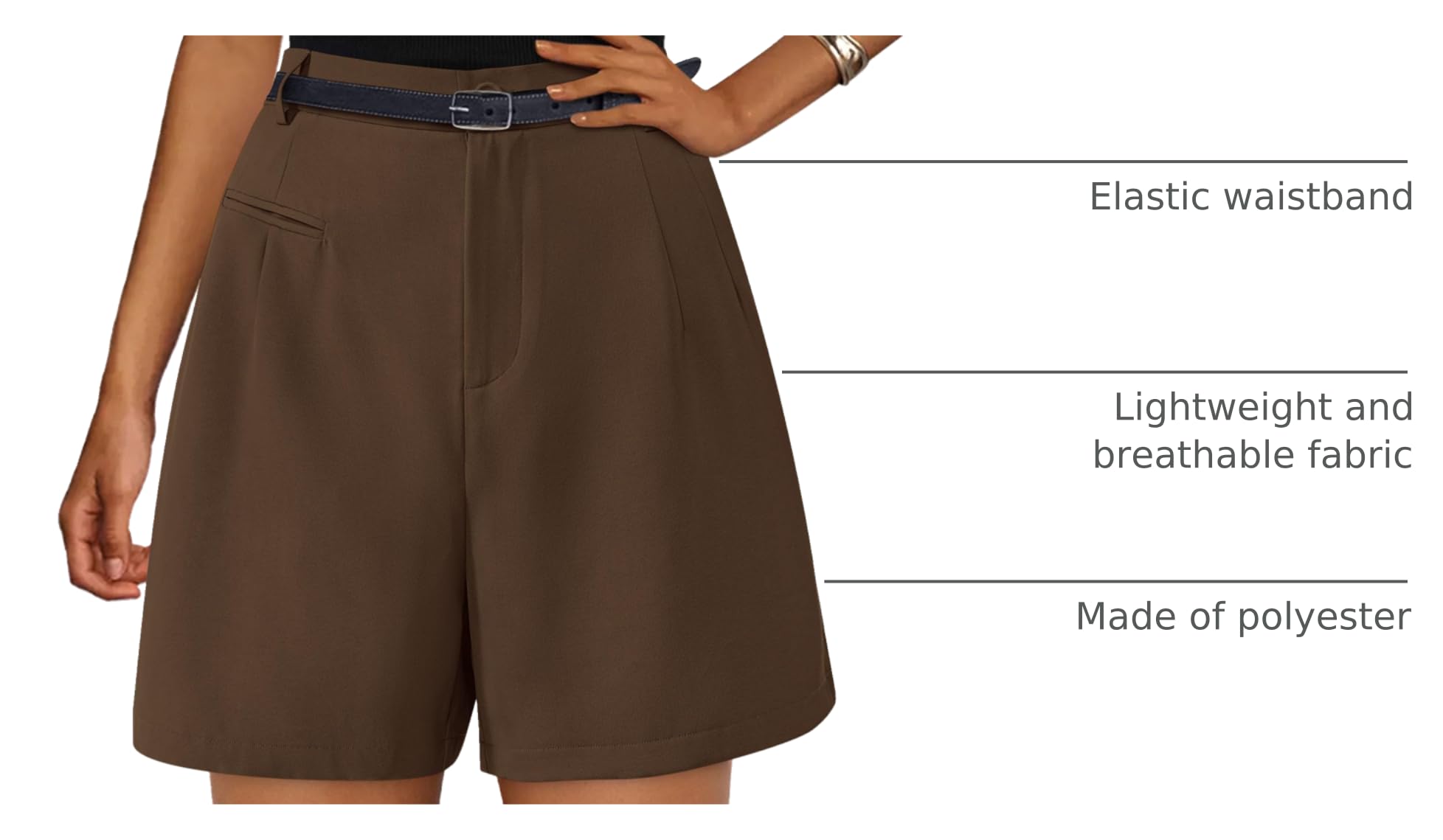 PRETTYGARDEN Shorts for Women Dressy Summer Elastic High Waisted Wide Leg Business Casual Work Shorts with Pockets