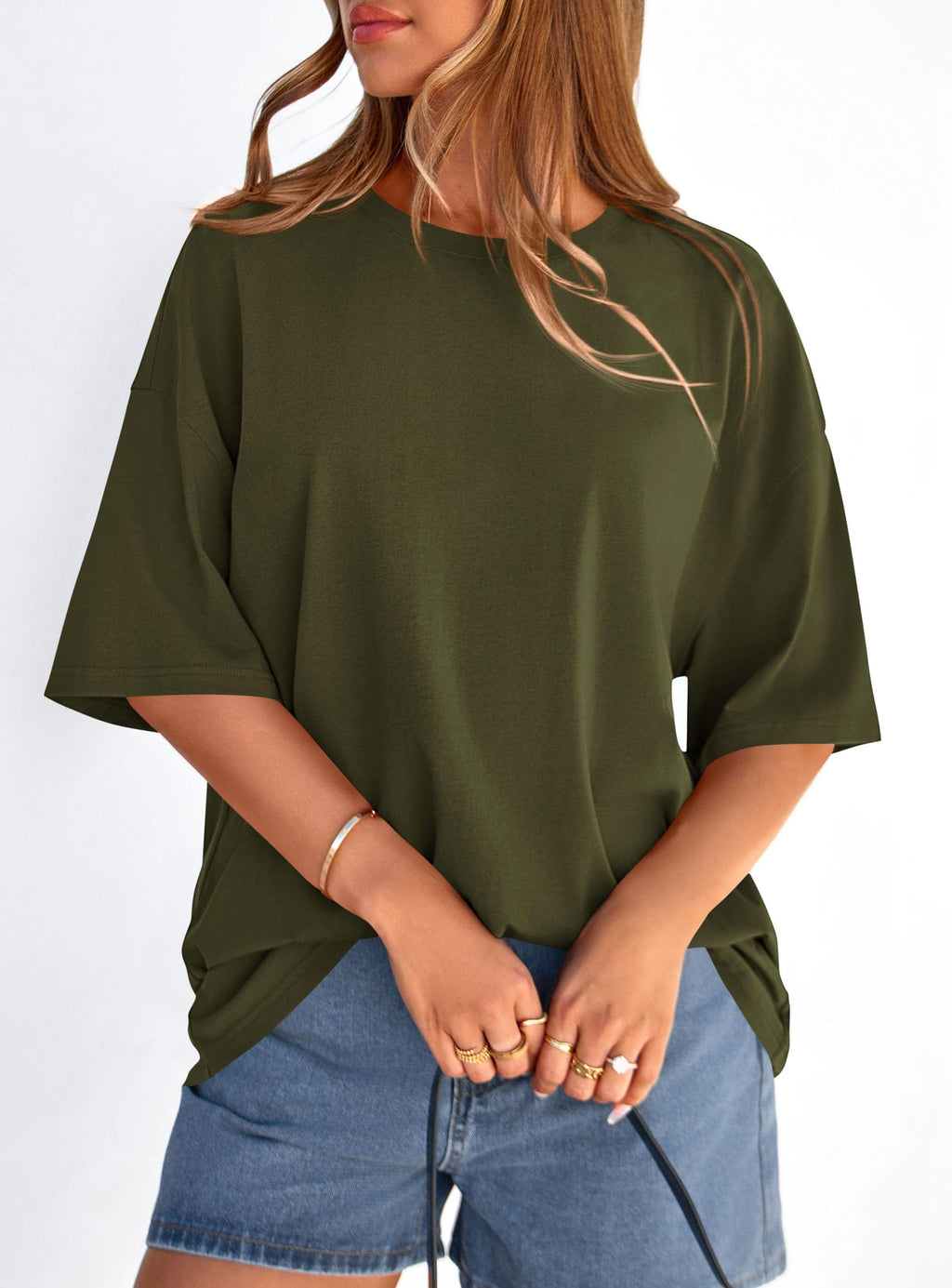 PRETTYGARDEN Women's Spring Going Out Tops Casual Short Sleeve Crewneck Loose Fit Basic Cute Tee Shirts Summer Outfits