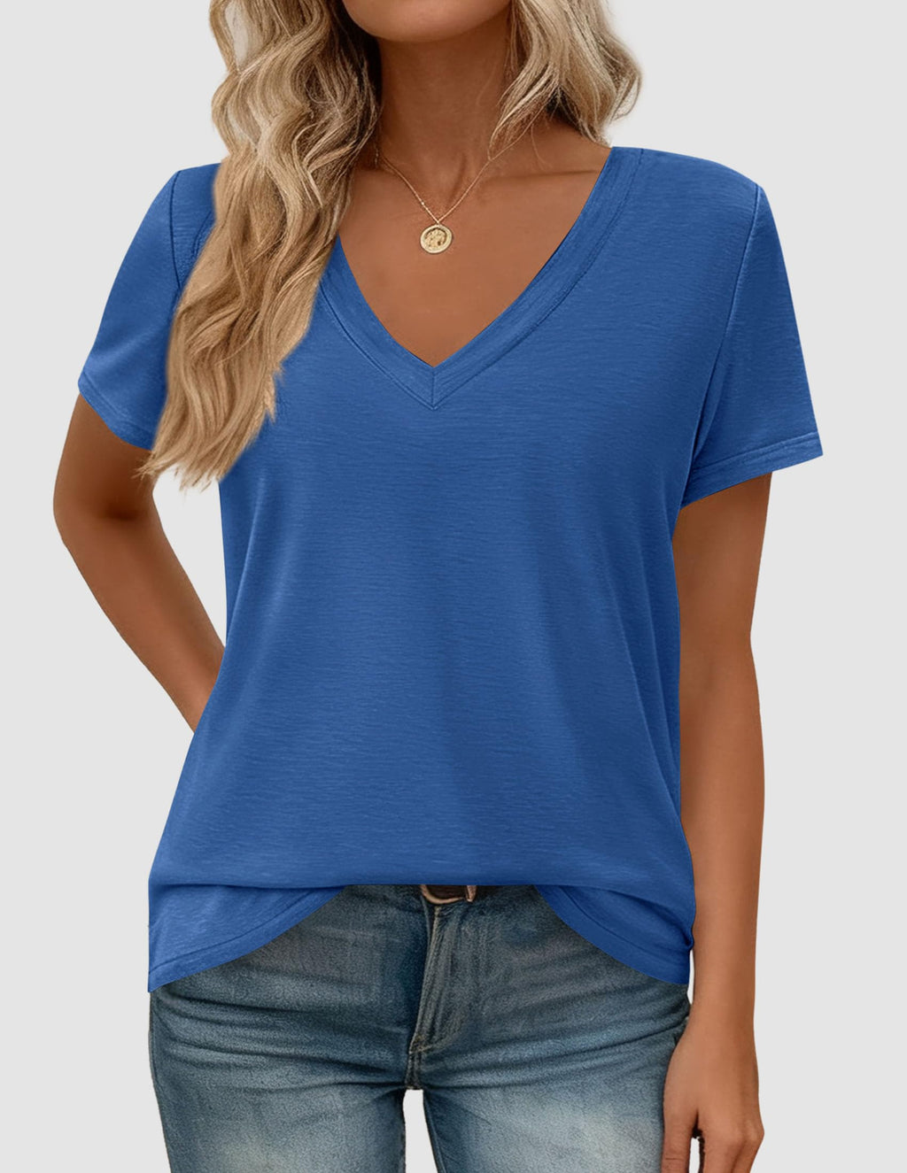 PRETTYGARDEN Womens Tops Short Sleeve Oversized Tshirts Shirts Summer Casual V Neck Loose Basic Tees Spring Tunic Blouse