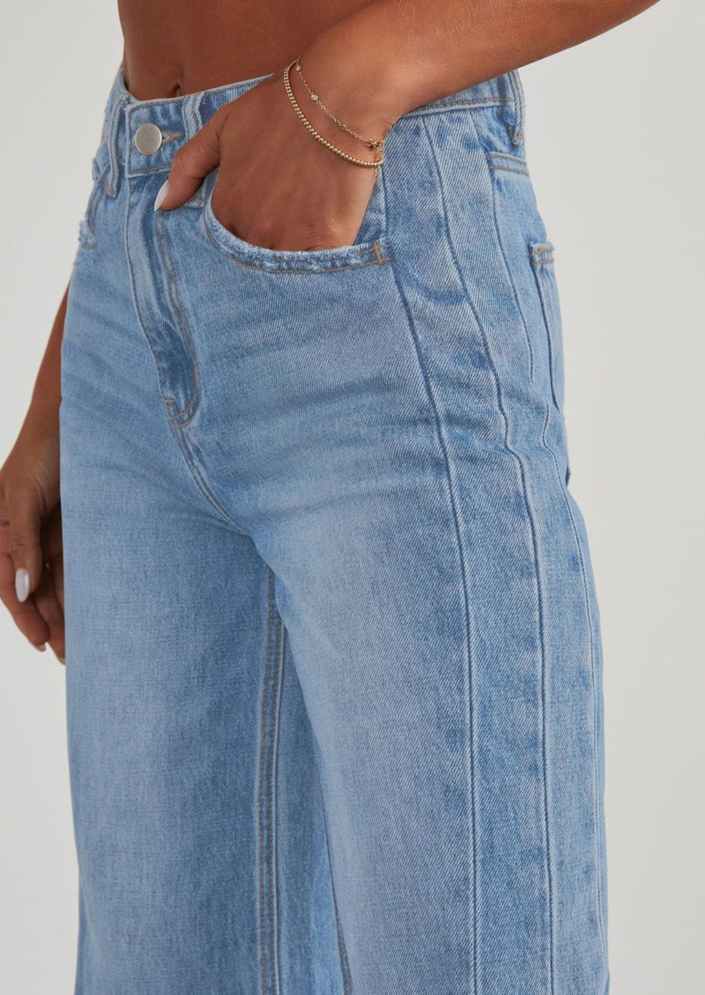 PRETTYGARDEN Wide Leg Jeans for Women Trendy High Waisted Stretchy Baggy Raw Hem Denim Palazzo Pants Fall Clothes