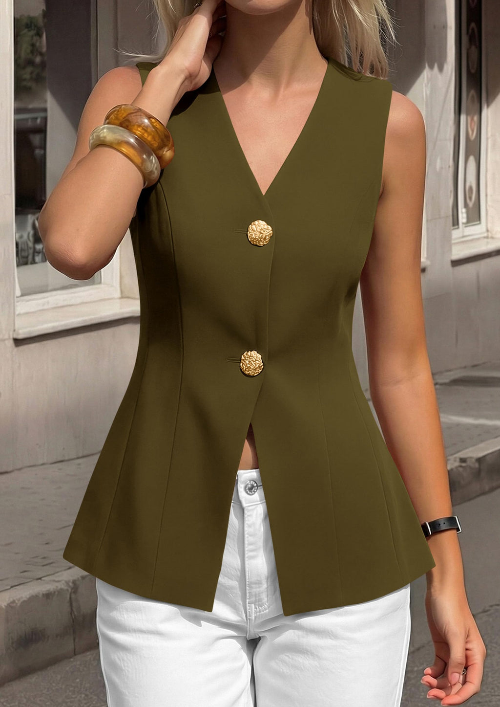 PRETTYGARDEN Womens Summer Sleeveless Suit Vest Tops Dressy Button Down Business Casual Blazer Waistcoat Spring Clothes