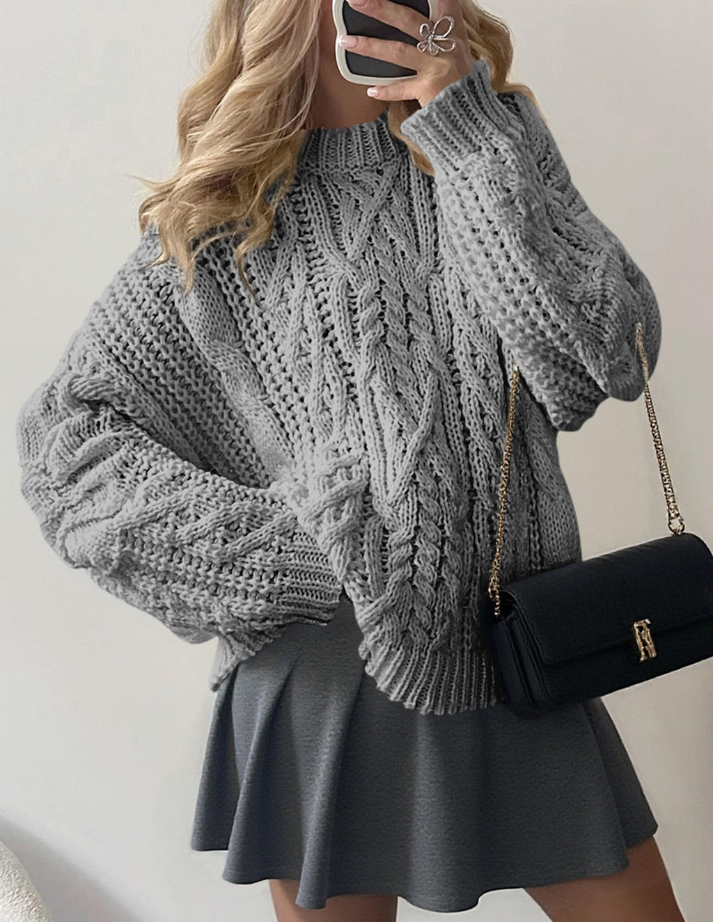 PRETTYGARDEN Women's Oversized Fall Sweaters Casual Long Sleeve Crewneck Chunky Cable Knit Pullover Tops Winter Clothes