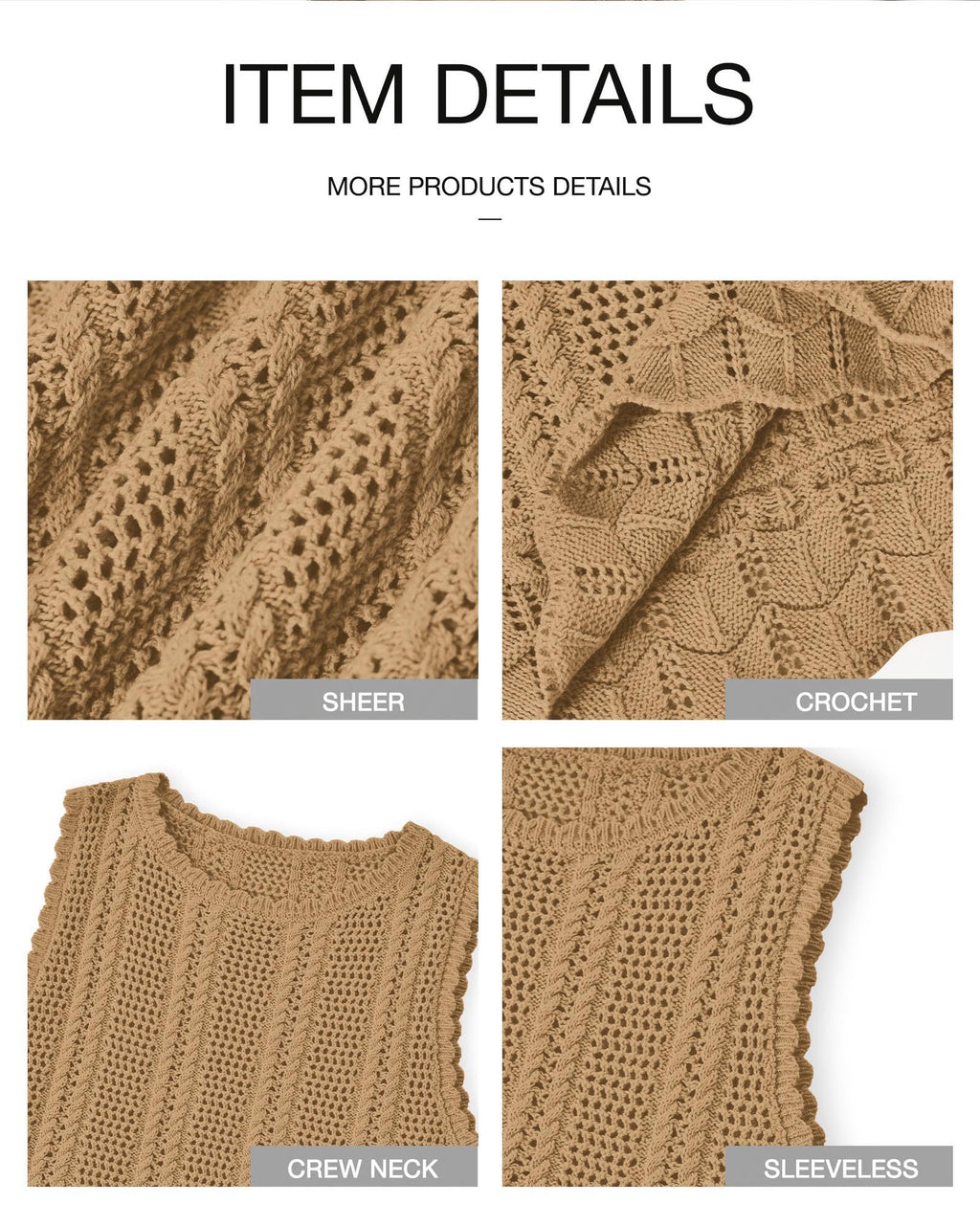 FreshPretty Crochet Tank Top Vacation Outfits for Women Sweater Vest Beach Cover Ups Spring Summer Sleeveless Cruise Resort Wear