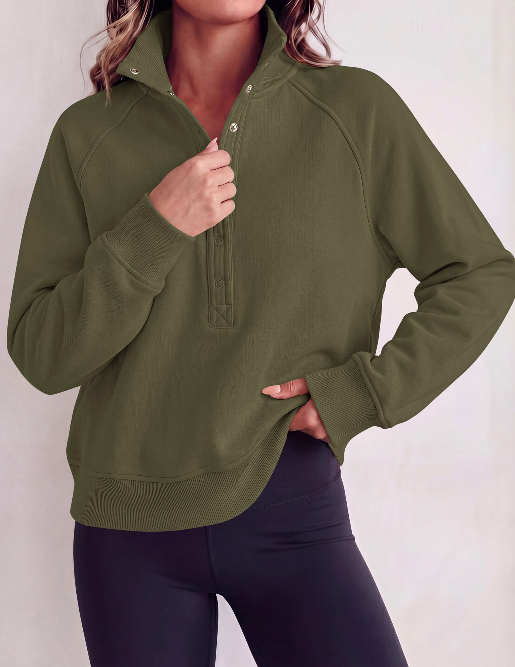 PRETTYGARDEN Women's Fall Trendy Oversized Sweatshirts Comfy Ribbed Fabric, Raglan Long Sleeve Collared, Button Up Henley Pullover Blouse, Casual Workout Tops, Y2K Fashion Clothing