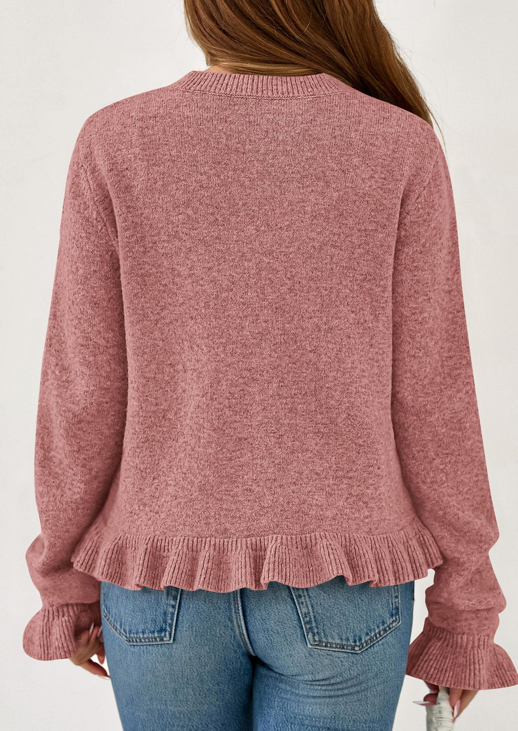 PRETTYGARDEN Womens Fall Button Down Cardigans Chunky Knit Ruffle Open Front Cropped Cardigan Sweaters Soft Long Sleeve Tops