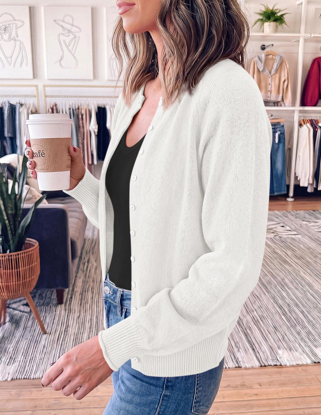 PRETTYGARDEN Women's Knit Cardigan Lightweight Cozy Sweaters Comfy Long Sleeve Work Tops, Button Down Shirts, Rolled Edges, Casual Fall Clothes for Going Out, Holiday, Winter Layering