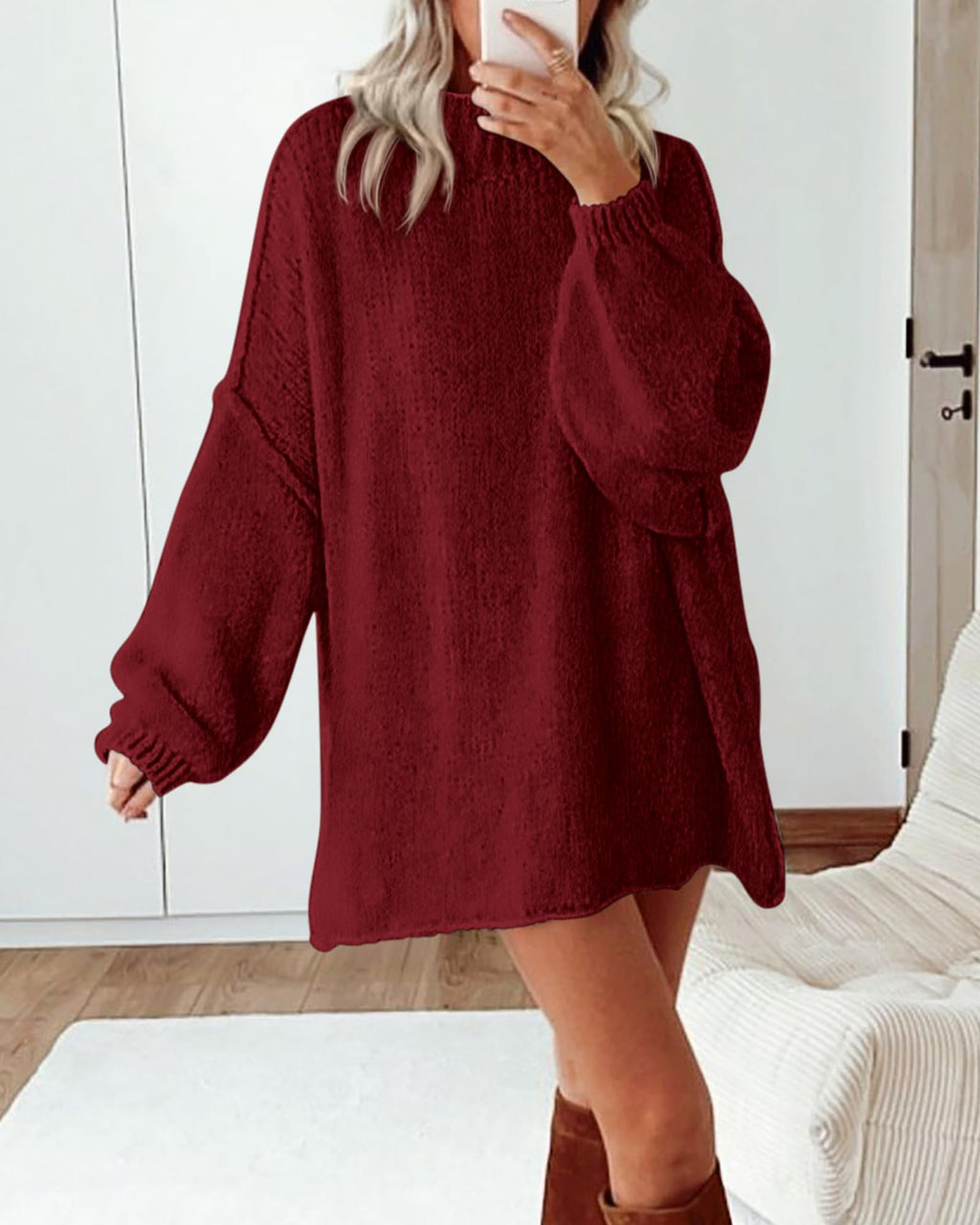 BTFBM Sweaters for Women Fall Long Sleeve Mock Neck Cable Knit Oversized Sweater Pullover Tops Thick Winter Clothes