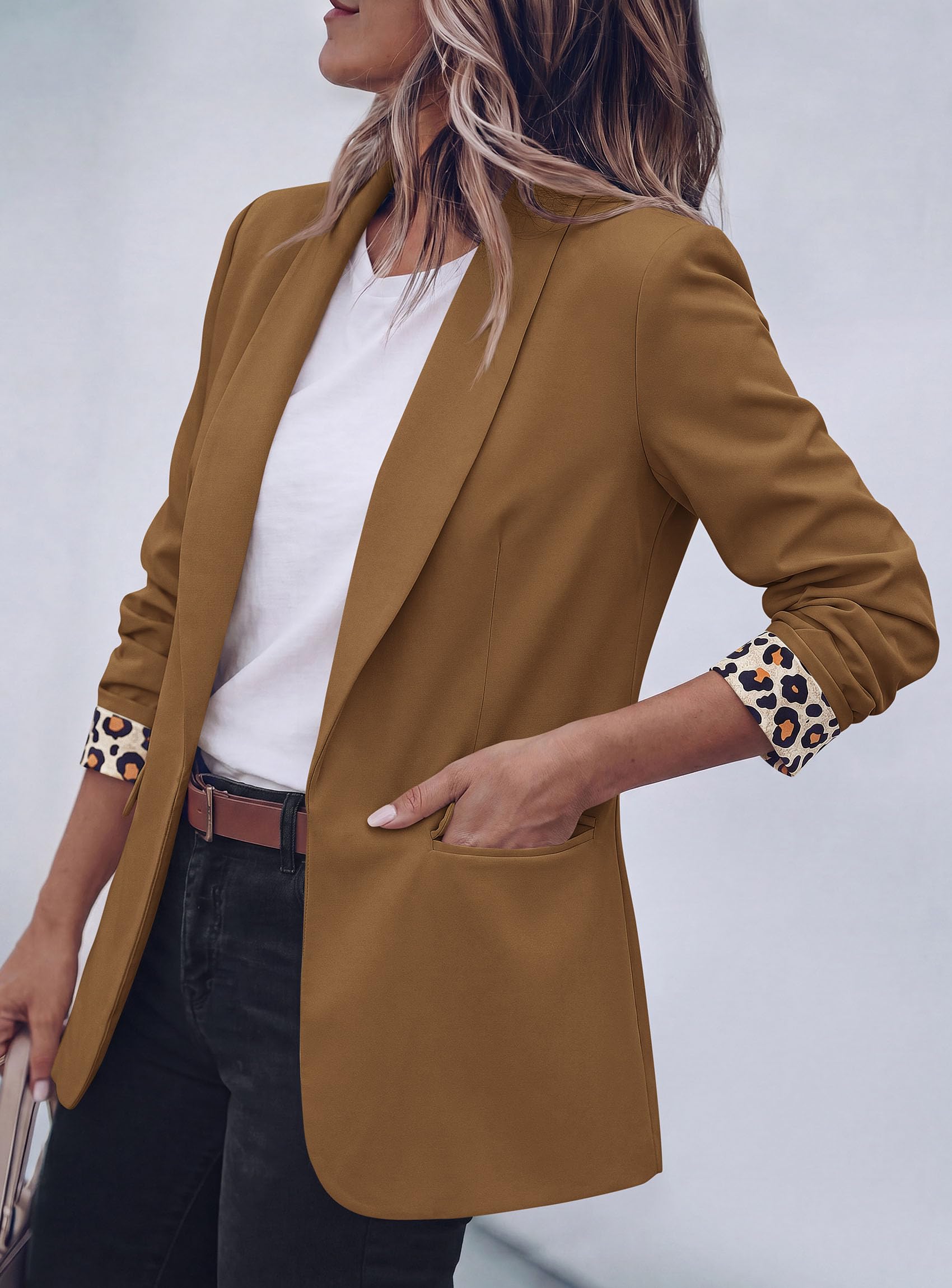PRETTYGARDEN Blazers for Women Business Casual Open Front Lapel Suit Jacket