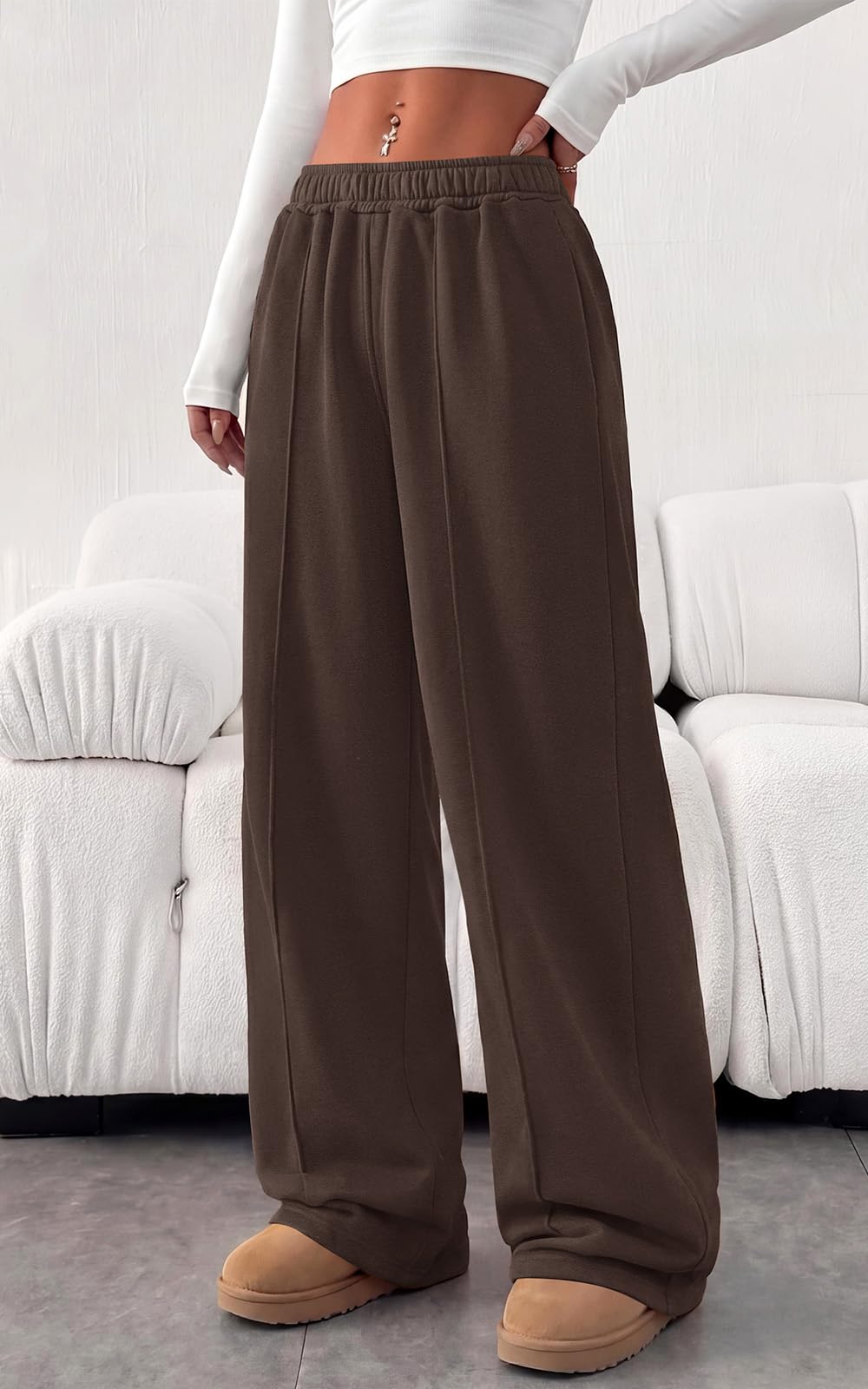 PRETTYGARDEN Fall Womens Sweatpants Baggy Wide Leg Pants with Pockets | Elastic Waist Loose Lounge Pants for Women, Tailored Soft Cotton Sweatpants Women, Fashion Y2k Outfits, Jogger Sweatpant