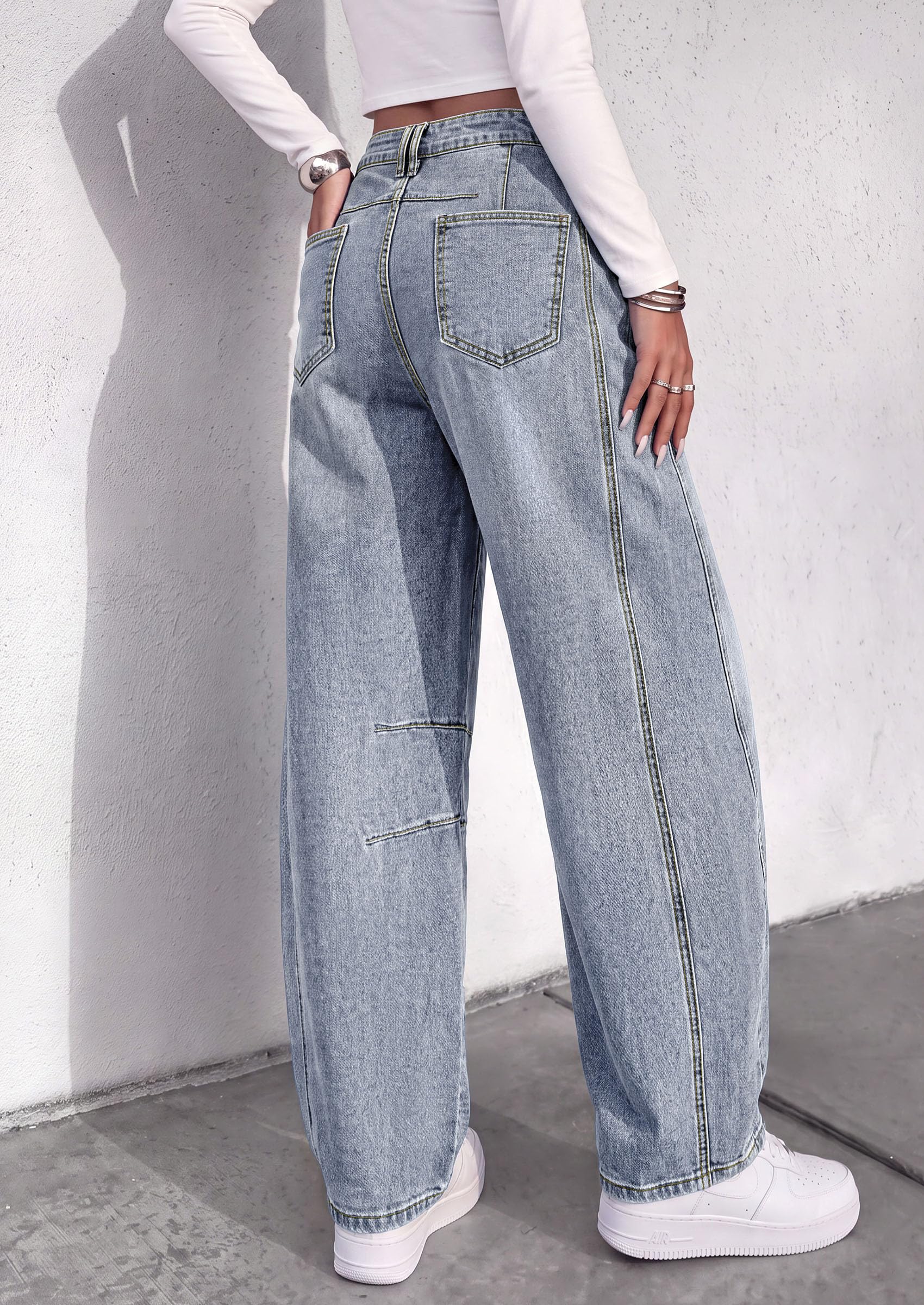 PRETTYGARDEN Women's Barrel Baggy Jeans High Waisted Pants
