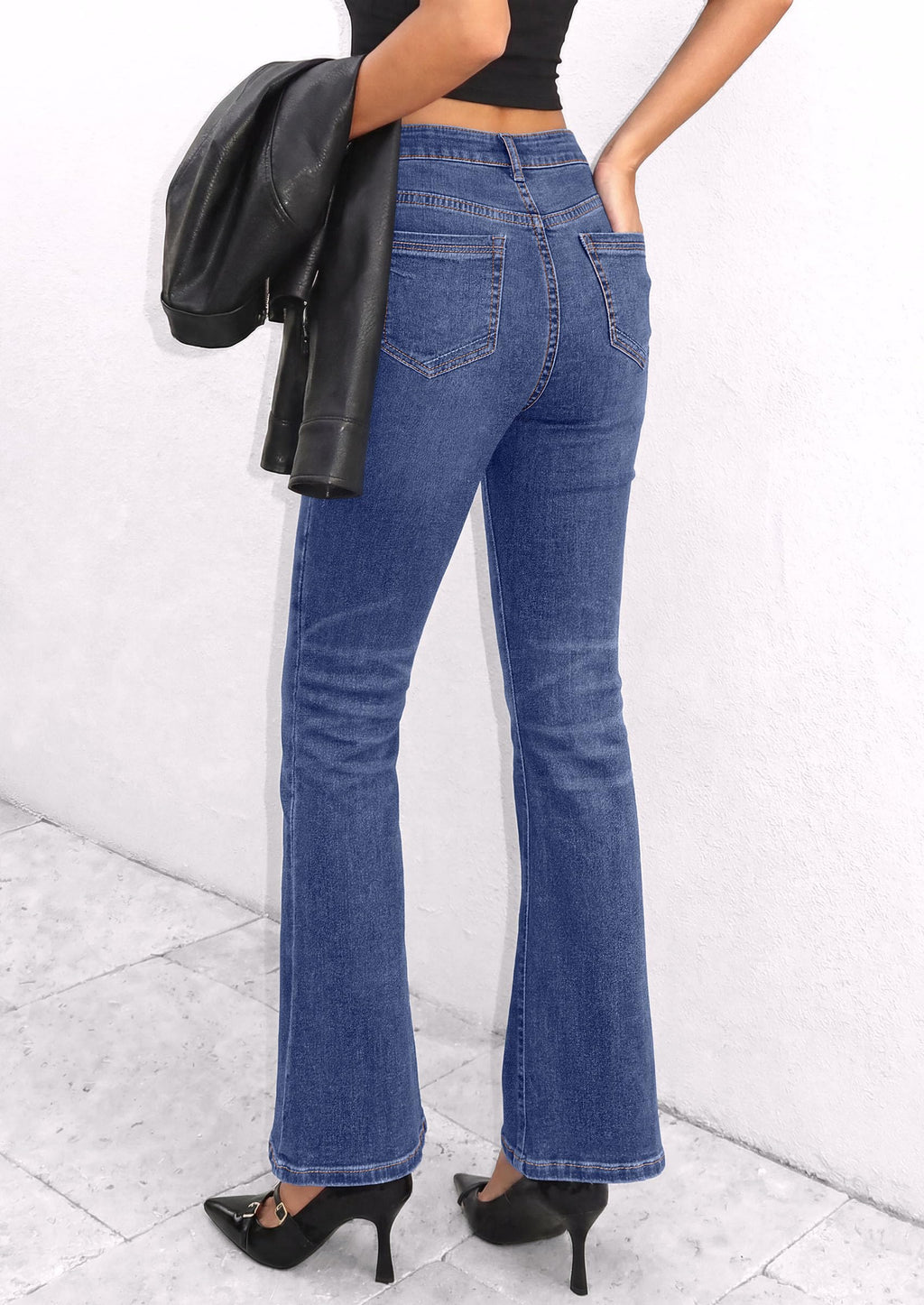 PRETTYGARDEN Womens Bootcut Denim Jeans Wide Leg Pants | Stretchy, High Waisted Rise, Flare Bell Bottom, Pockets, Trendy Casual, Going Out Outfits, Fall Winter Fashion Clothing