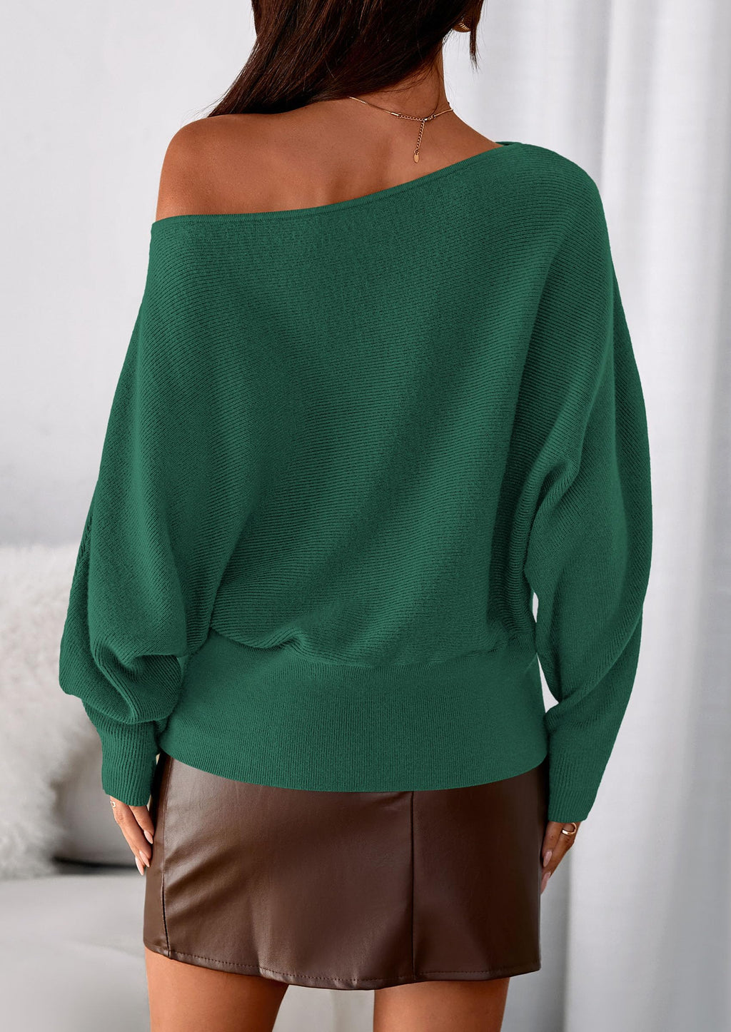 PRETTYGARDEN Women Off the Shoulder Sweater  Fall Trendy Long Batwing Sleeve Knit Pullover Going Out Tops Winter Clothing