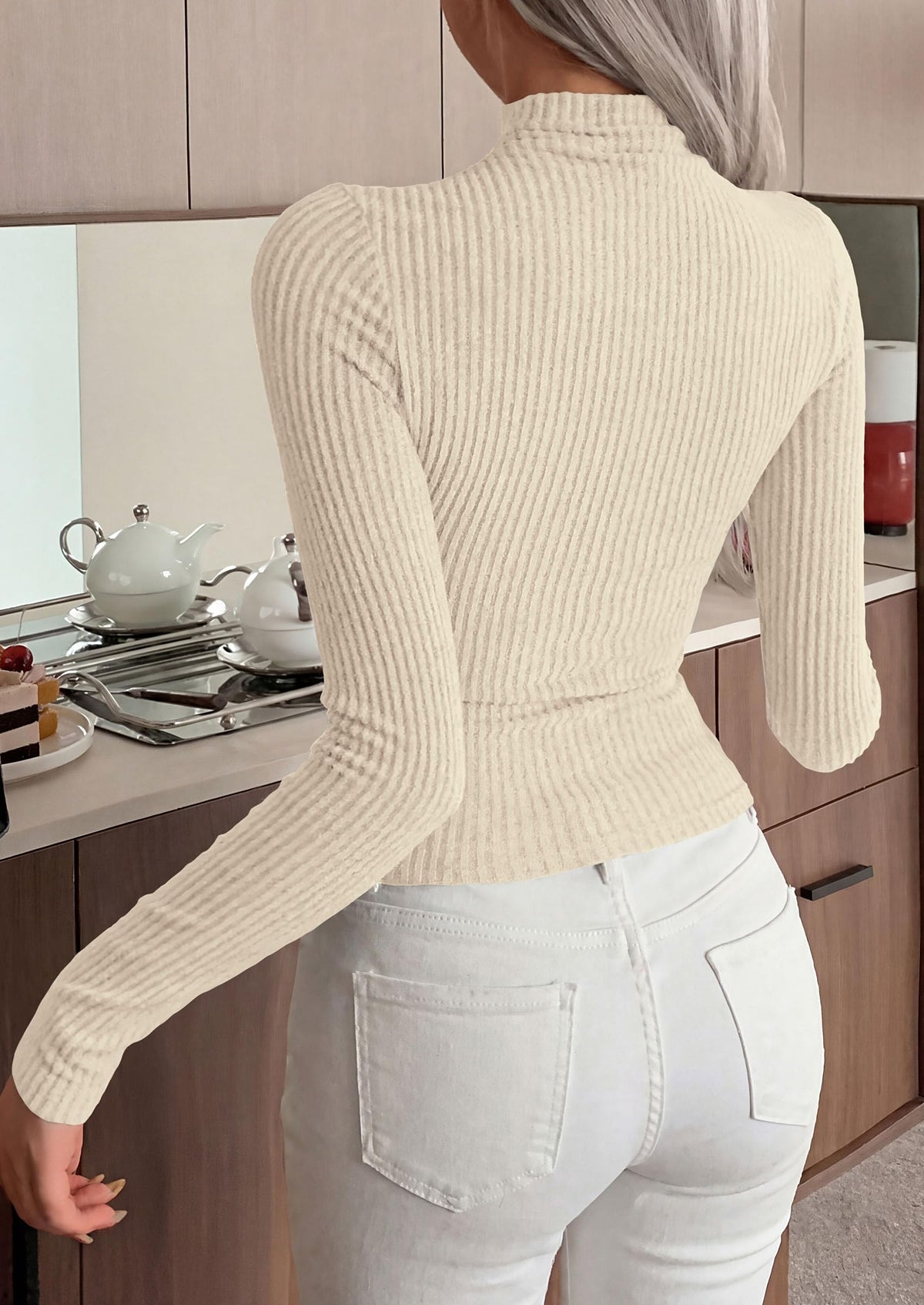 PRETTYGARDEN Long Sleeve Shirts for Women Mock Turtleneck Tops