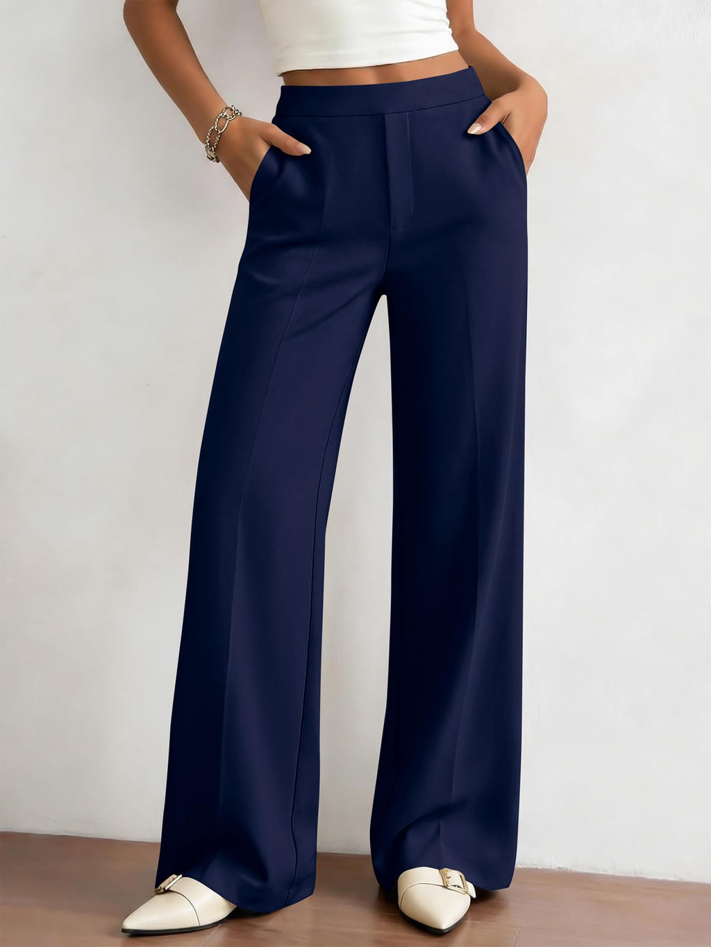 BTFBM Womens Dress Pants Wide Leg Trousers Pockets | High Waisted Long Business Casual Slacks Fall Fashion