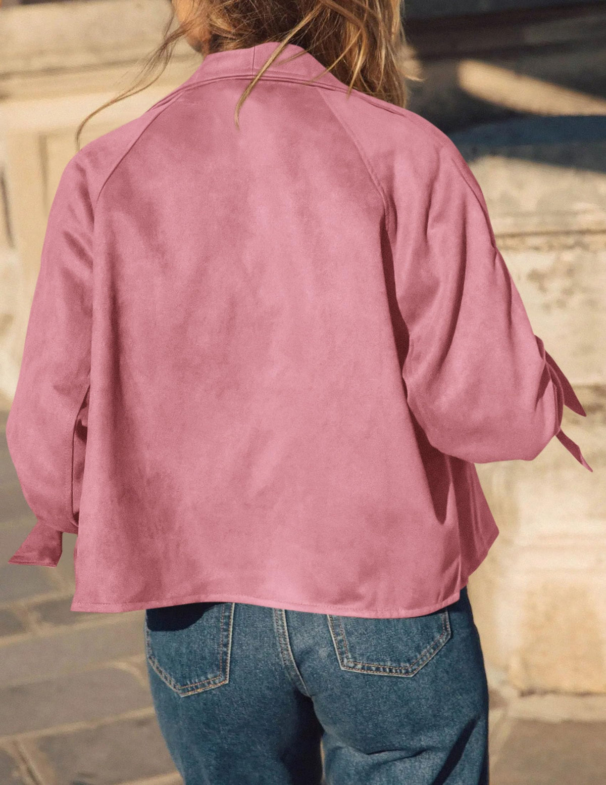 PRETTYGARDEN Women Faux Suede Double Breasted Trench Coat Cropped Jackets Raglan Long Sleeve,Lapel,Tie Cuff,Button Down,Fall Fashion Outerwear,Winter Clothes,Work Office Casual Short Jacket