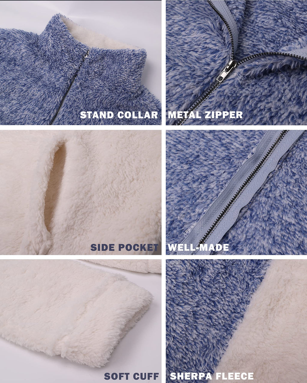 BTFBM Womens Sweatshirt Sherpa Quarter Zip Pullover Fall Winter Long Sleeve Fleece Sweaters Hoodies Sweatshirts Clothes