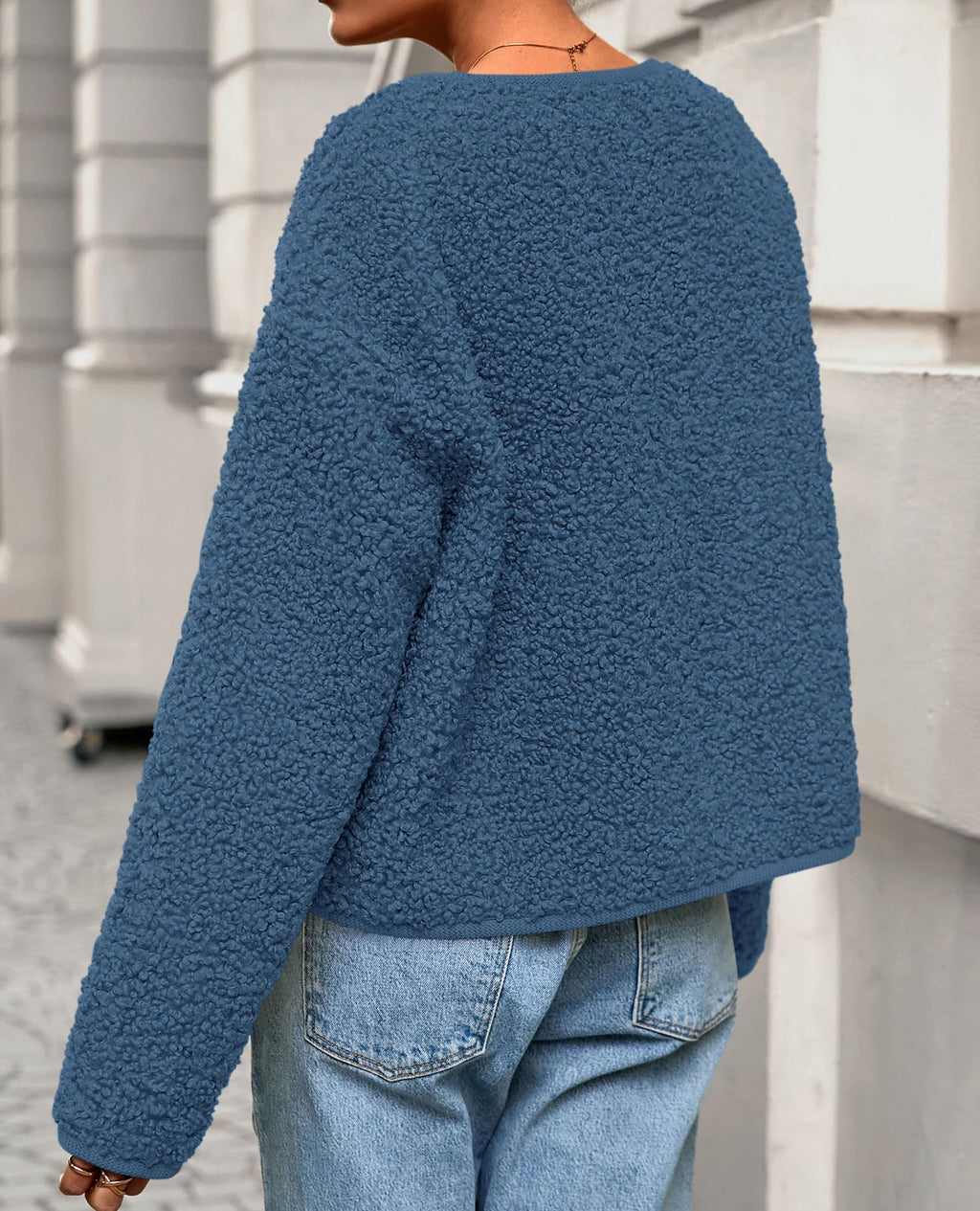 PRETTYGARDEN Women's Fall Fashion Clothes Trendy Fleece Sherpa Cropped Jackets Buttons Warm Casual Winter Faux Fur Coats