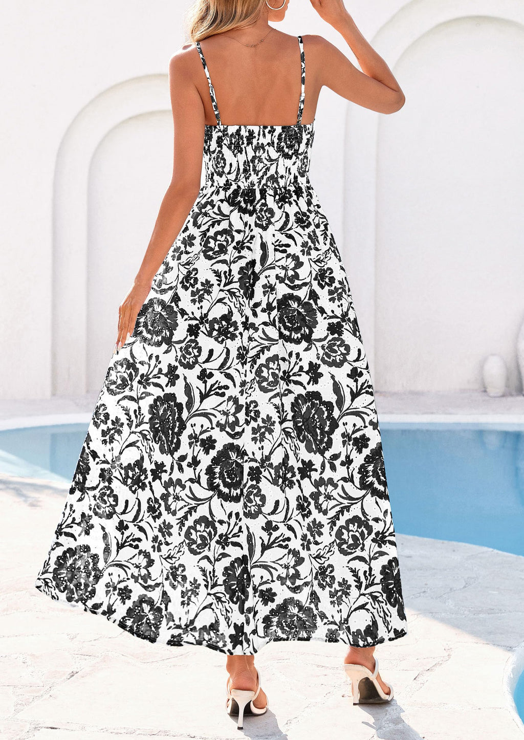 PRETTYGARDEN Womens Spring Boho Maxi Dress Eyelet Floral Long Flowy Sundresses Summer Beach Vacation Clothes