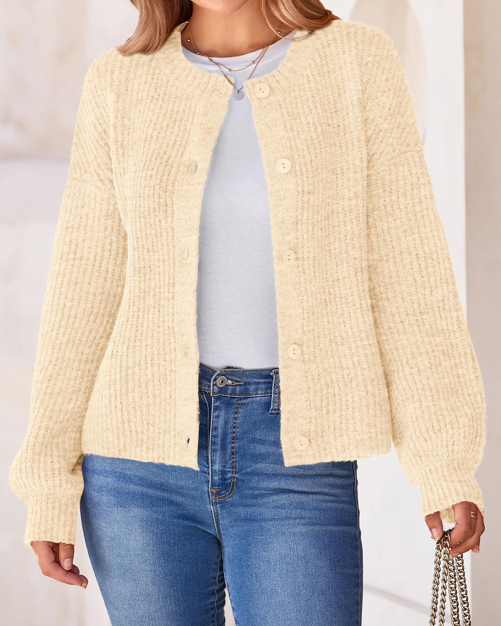 BTFBM Cardigan Sweaters for Women Fall Long Sleeve Button Down Soft Loose Chunky Knit Outwear Cropped Winter Coats
