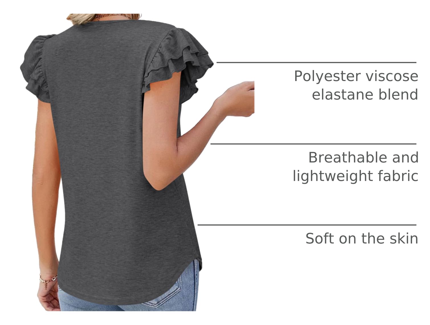 PRETTYGARDEN Summer Tops for Women Spring Trendy Fashion Clothes Casual Ruffle V Neck Short Sleeve Shirts Blouses