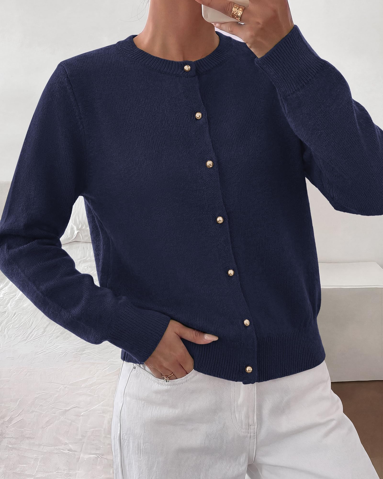 BTFBM Button Cardigan Sweaters for Women Fall Clothes Ribbed Knit Open Front Cardigan, Long Sleeve Sweater, Cozy Soft Stretchy Outerwear, Relaxed Fit, Trendy Winter Outfits