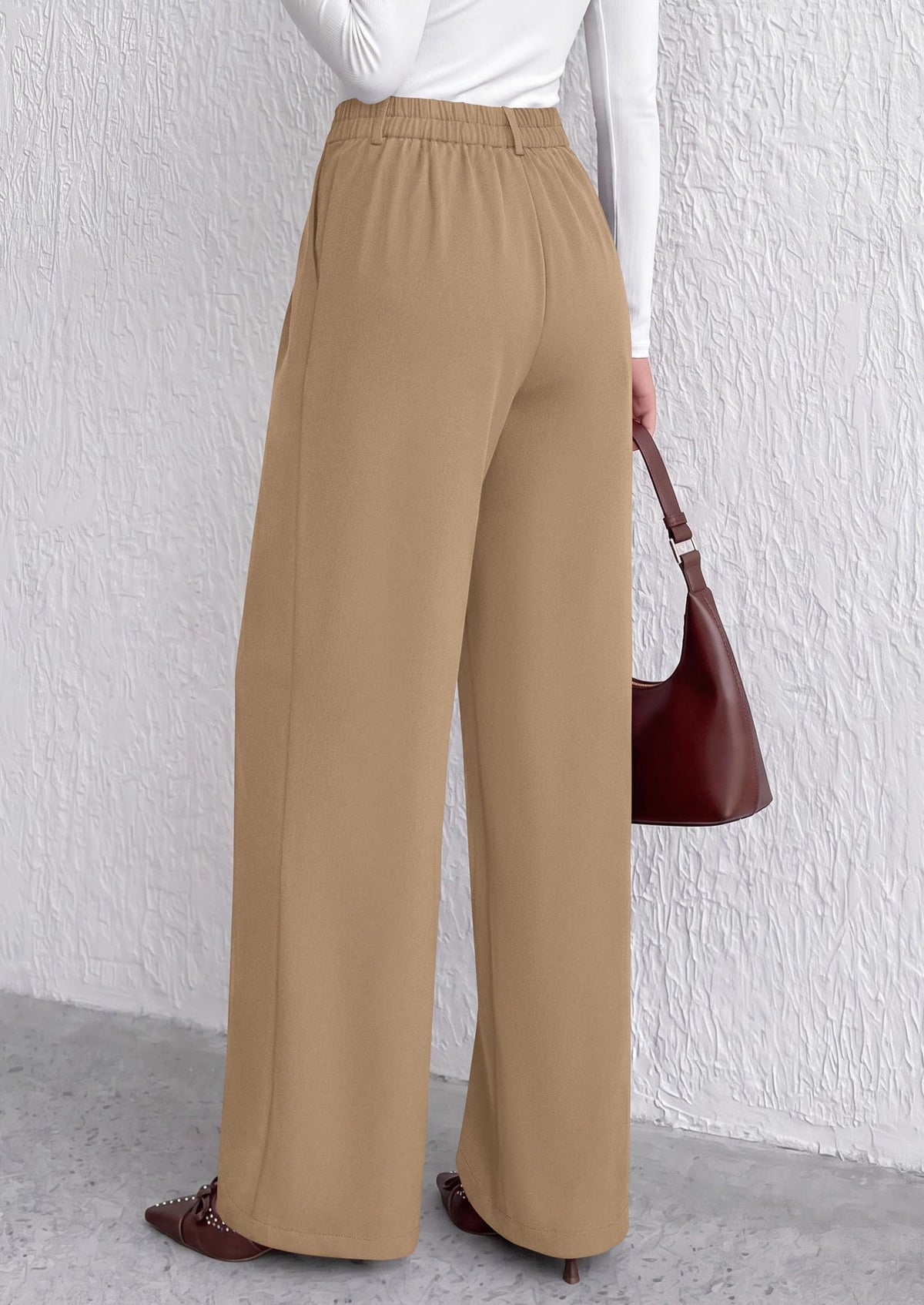 PRETTYGARDEN Women's Dress Pants Wide Leg Flowy Trousers High Waisted Palazzo Pants, Pleated Front, Side Pockets, Work Office Wear, Business Casual Outfits, Fall Fashion Clothing