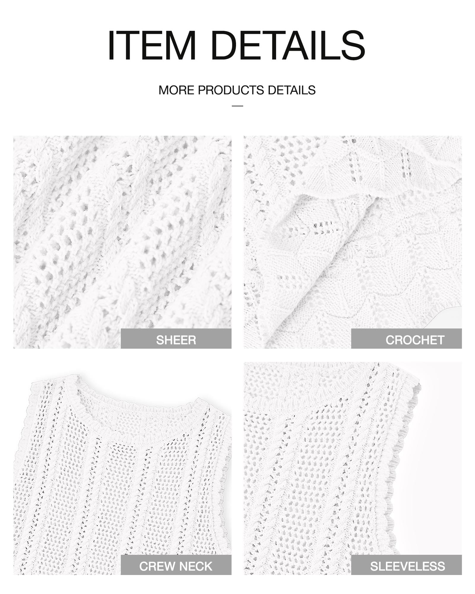 FreshPretty Crochet Tank Top Vacation Outfits for Women Sweater Vest Beach Cover Ups Spring Summer Sleeveless Cruise Resort Wear