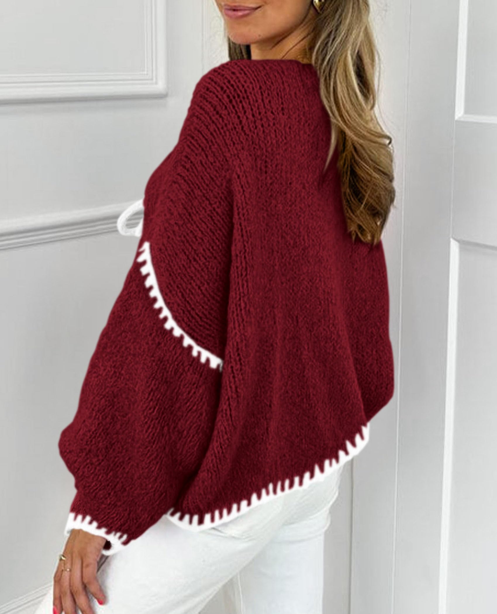 PRETTYGARDEN Women's Tie Front Bow Cardigan Sweaters Chunky Knit Long Puff Sleeve Trendy Fall Winter Jacket Coat