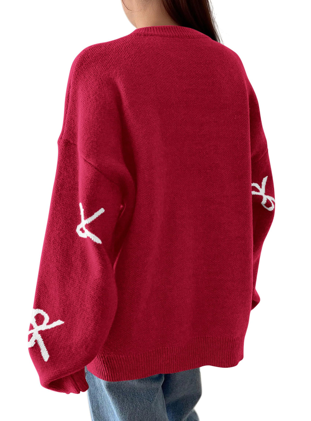 PRETTYGARDEN Fall Long Sleeve Pullover Sweaters for Women Trendy Crewneck Casual Cute Bow Chunky Knit Oversized Sweater