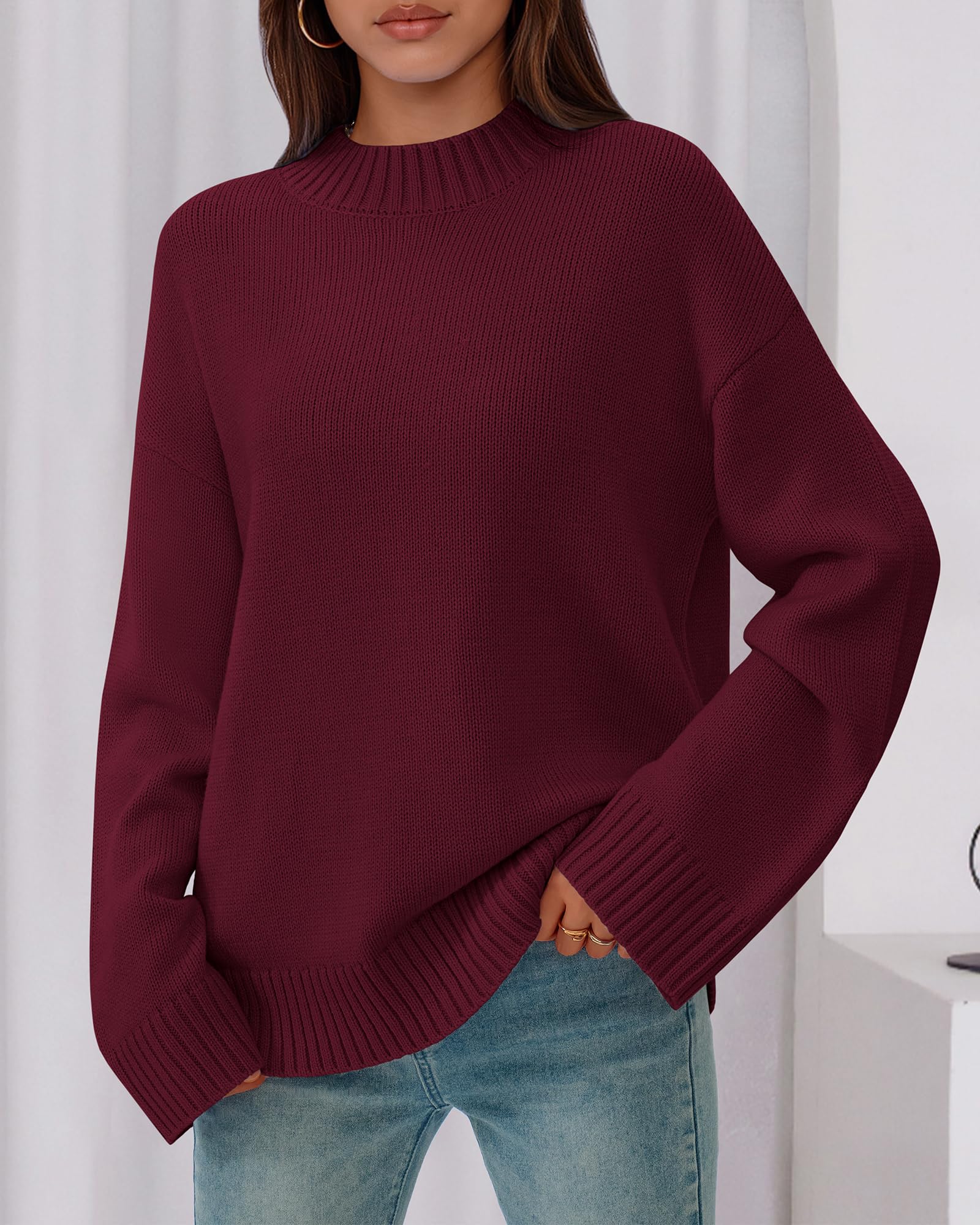BTFBM Sweaters for Women Casual Crewneck Long Sleeve Loose Ribbed Knit Pullover Sweater Winter Clothes Fall Outfits