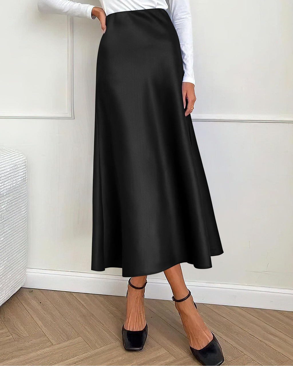 BTFBM Summer Womens Skirts Silk Elegant High Waist Flowy Long Satin A-Line Midi Skirt Cocktail Wedding Party