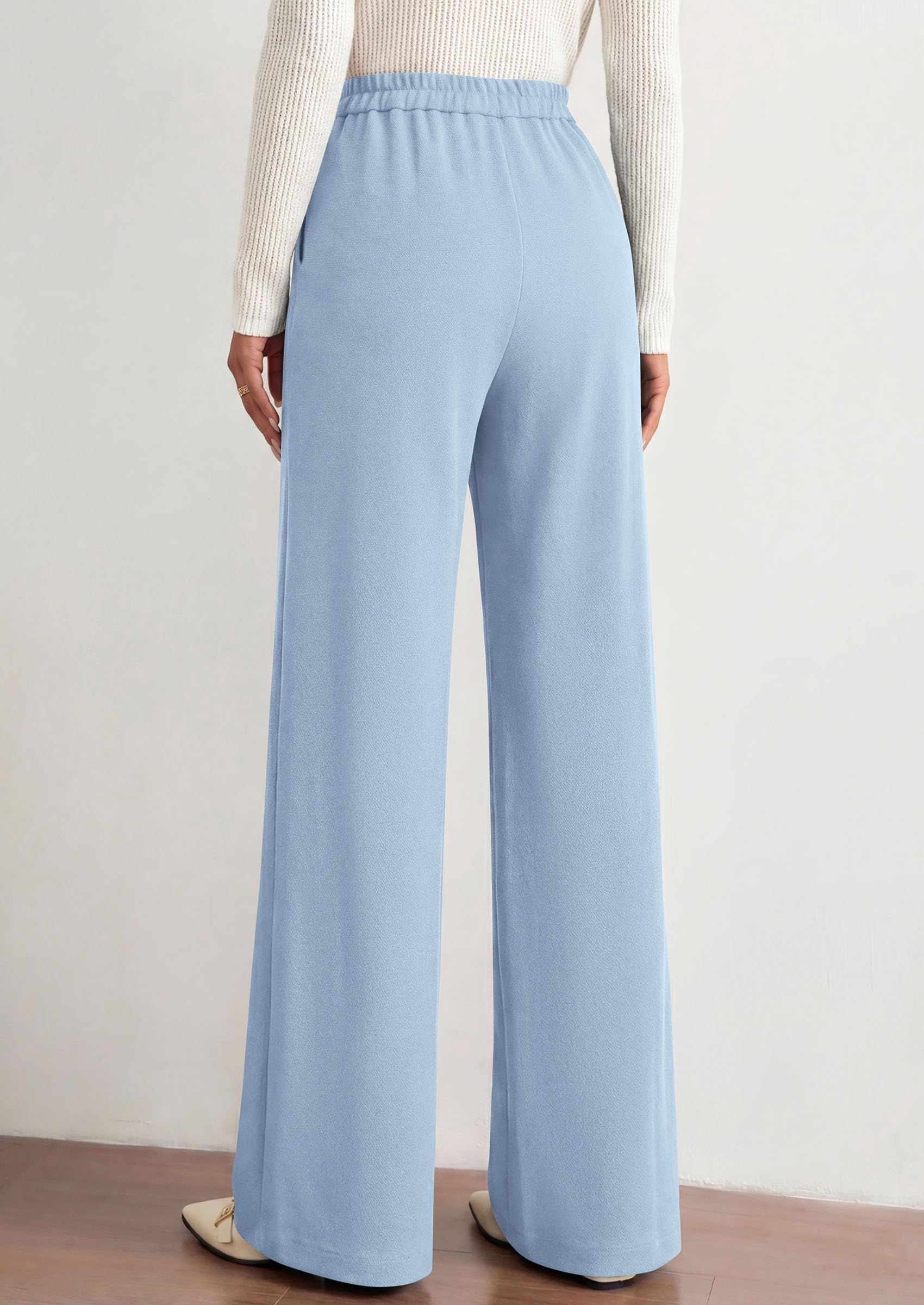 PRETTYGARDEN Women's Dressy Casual Wide Leg Palazzo Pants | V Notch High Waist, Soft Stretchy Knit Flowy Long Lounge Trousers, Casual Daily Office Work Outfits, 2026 Fall Clothes