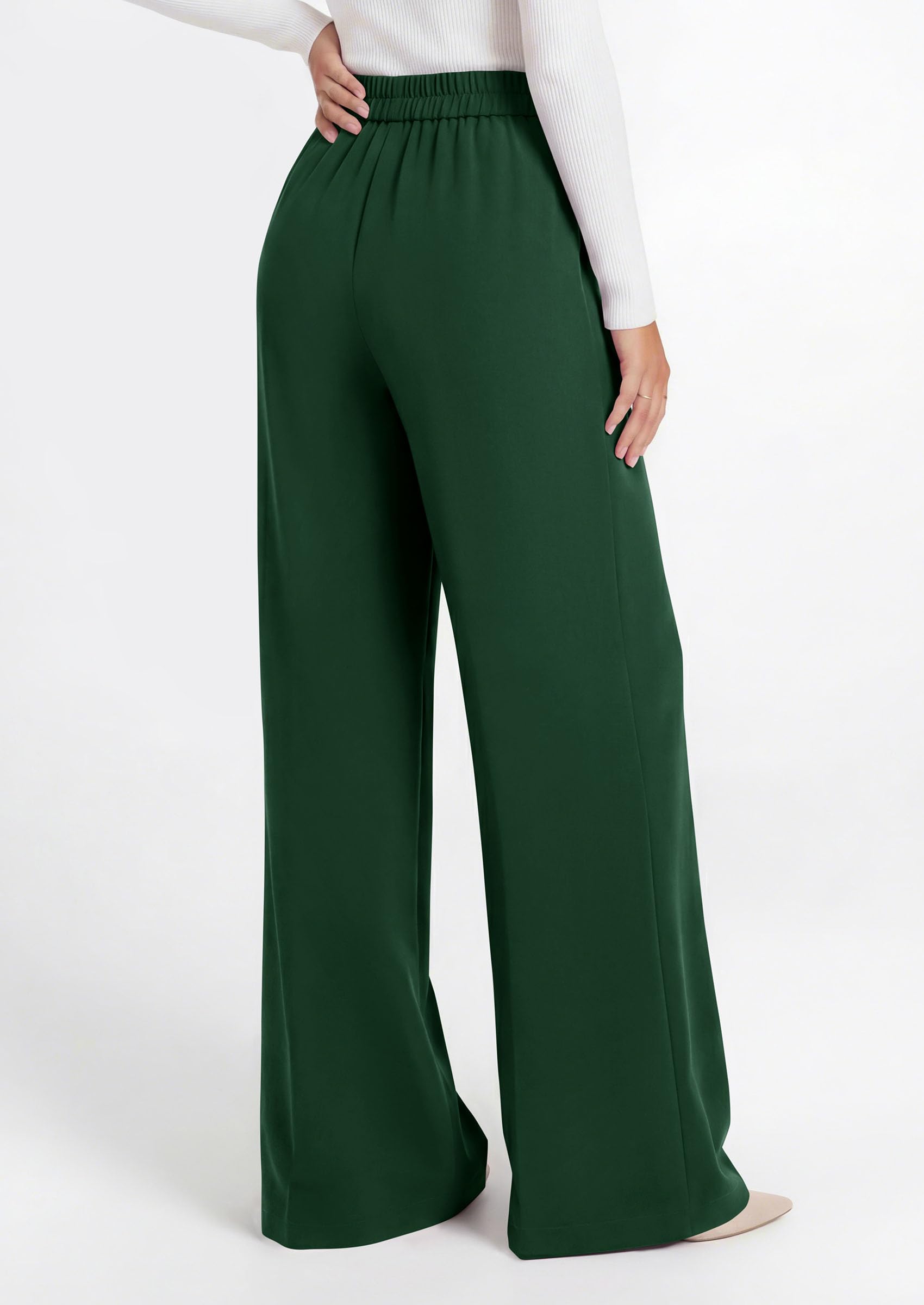 PRETTYGARDEN Women's Wide Leg Work Dress Pants Trousers | Palazzo Pant with Pockets, Lightweight Flowy, High Elastic Waistband, Office Wear, Business Casual Outfits, Fashion Clothing