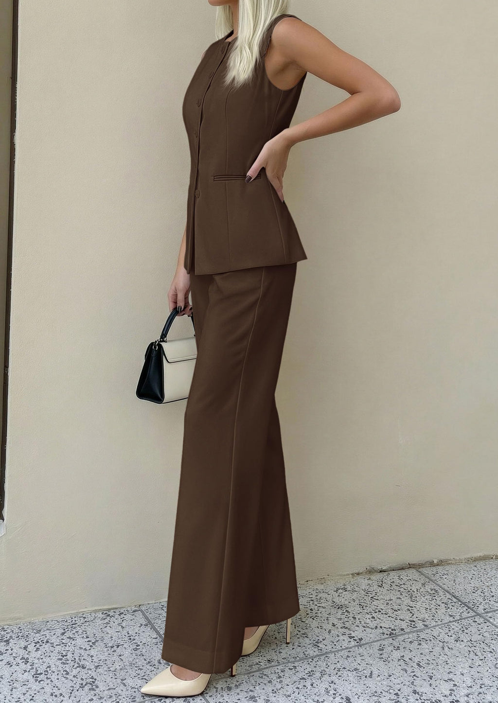 PRETTYGARDEN Women's 2 Piece Sets Summer  Work Clothes Sleeveless Blazer Vest Pants Suits Spring Business Casual Outfits
