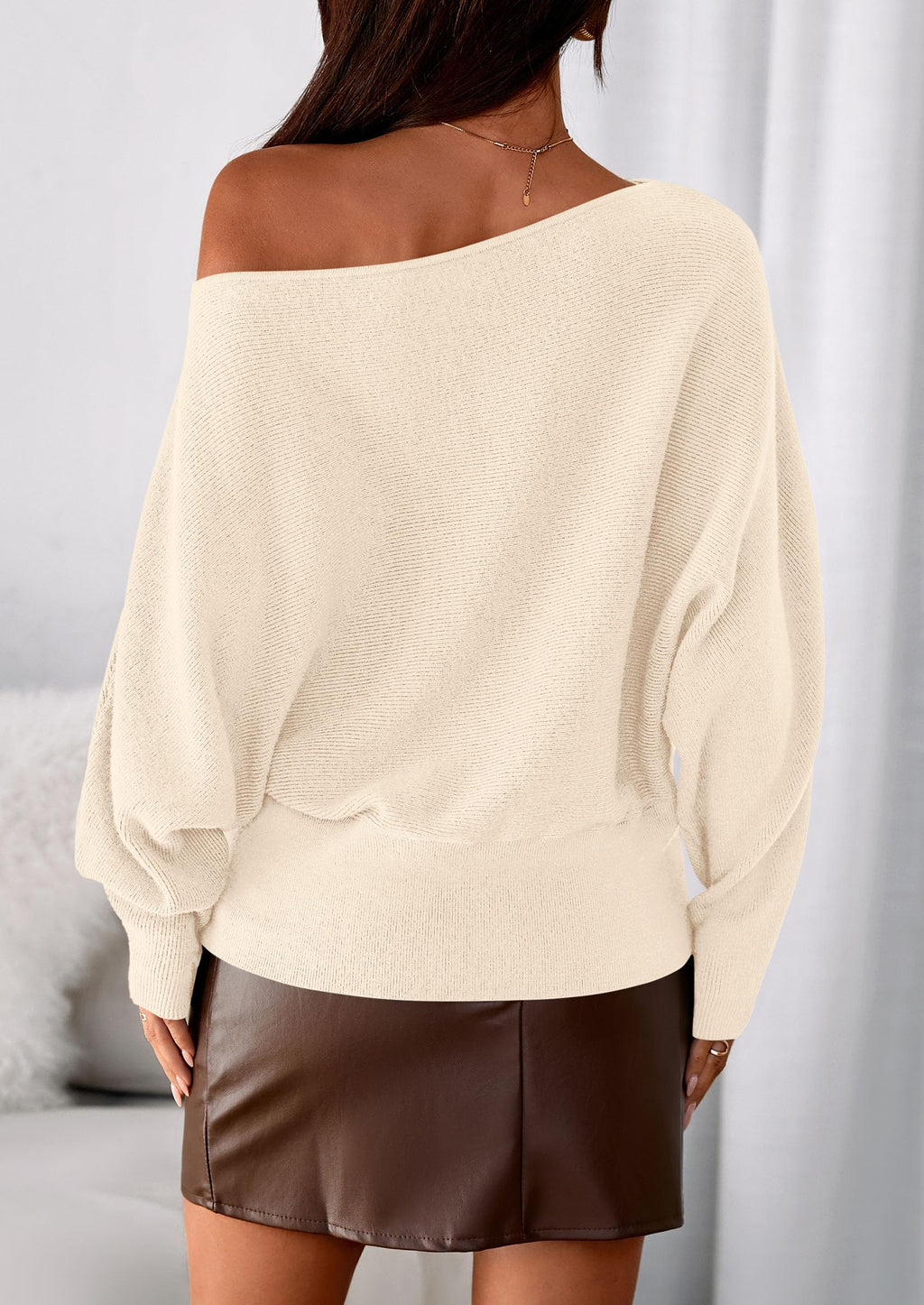 PRETTYGARDEN Women Off the Shoulder Sweater  Fall Trendy Long Batwing Sleeve Knit Pullover Going Out Tops Winter Clothing