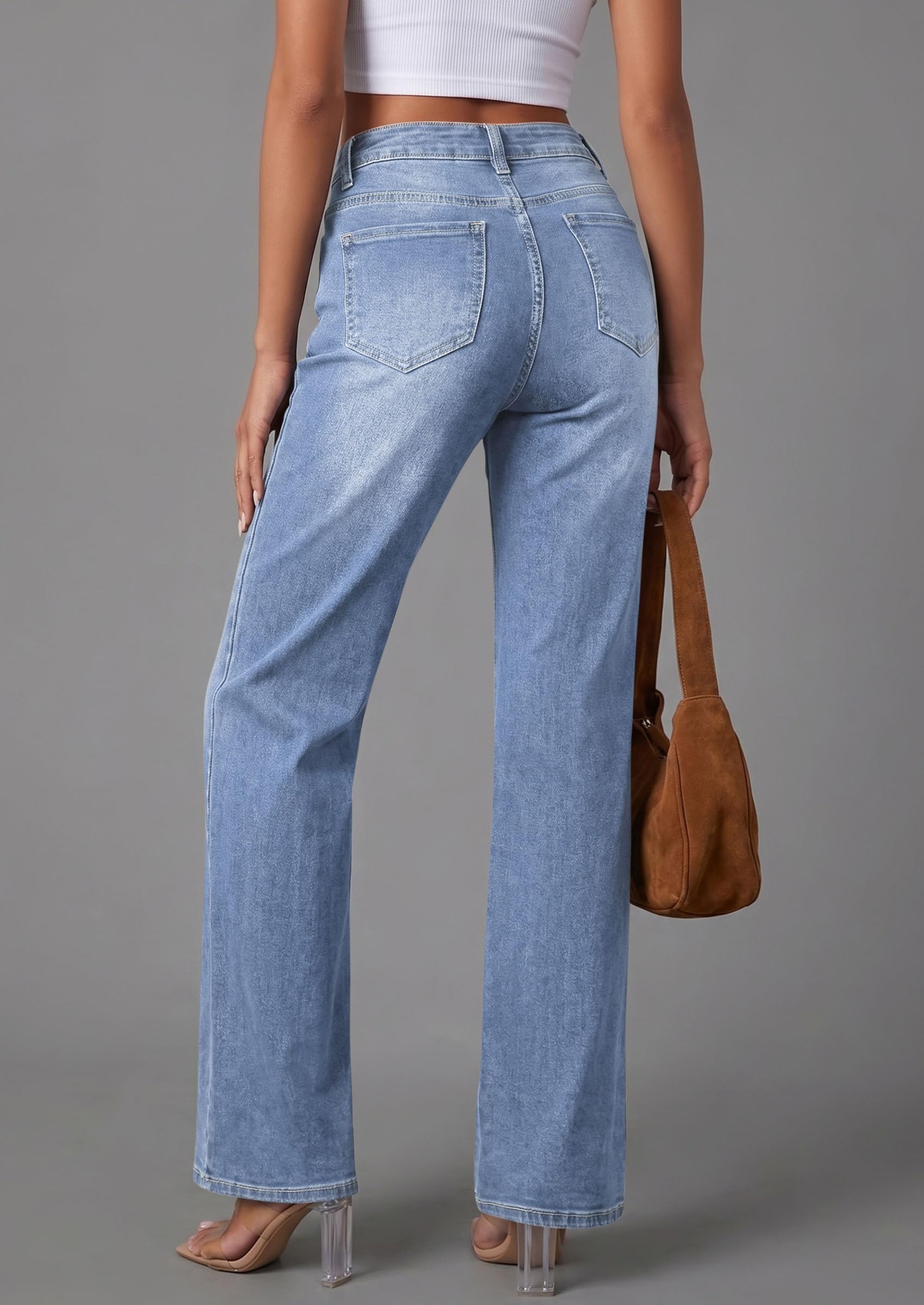 PRETTYGARDEN High Waisted Wide Leg Jeans for Women 2026 Trendy | Classic Straight Baggy Fit, Stretchy Denim Pants with Pockets, Casual Daily Work Going Out, All Season Wear