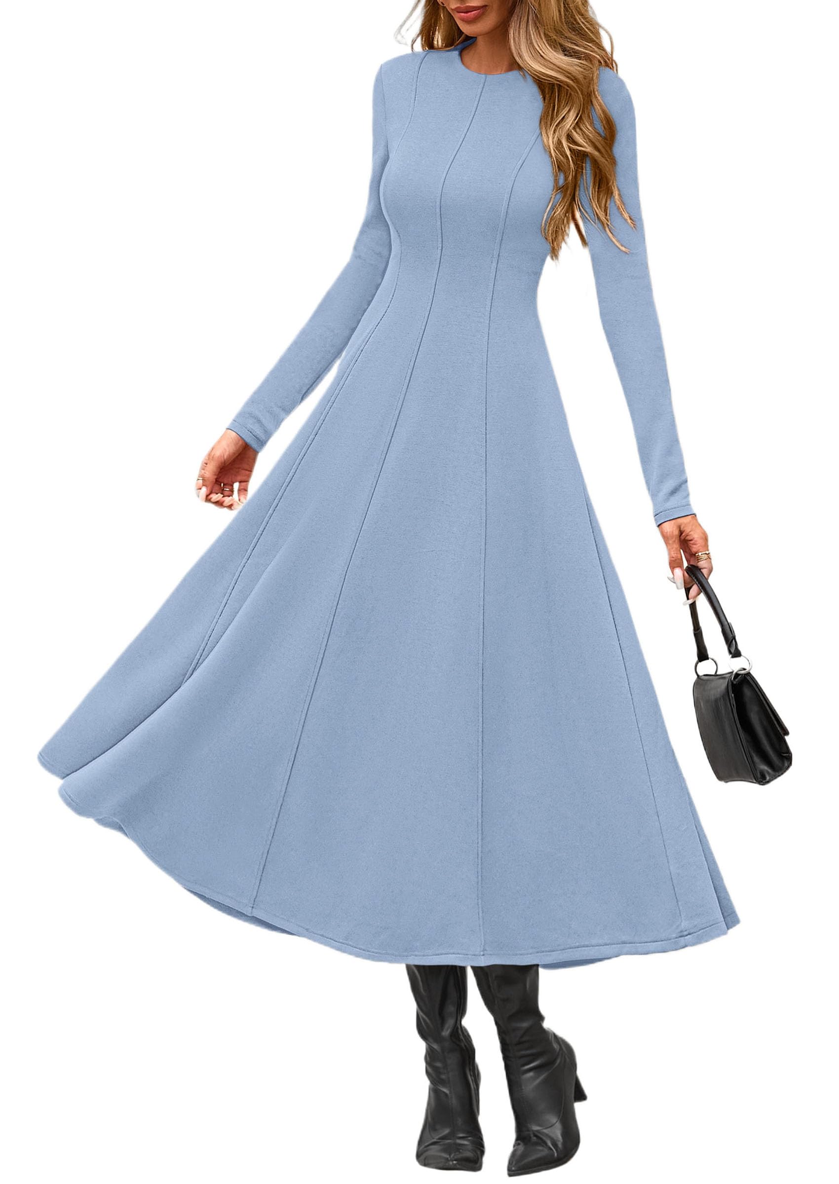 PRETTYGARDEN Cocktail Dresses for Women  Elegant Classy Fall Long Sleeve Midi A Line Flowy Modest Winter Party Dress