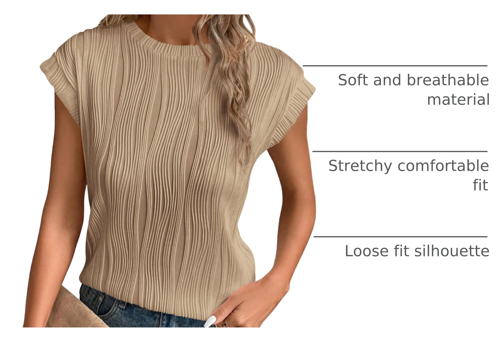 PRETTYGARDEN Blouses for Women Dressy Casual Spring Summer Business Office Tops Cap Sleeve Textured Cute Work Shirt