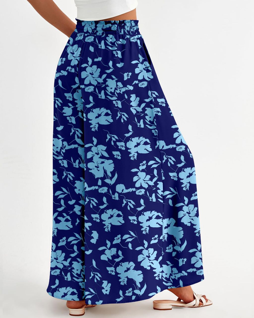 BTFBM Women Casual High Waist Wide Leg Pants Spring Summer Long Palazzo Pants Pocket Lounge Beach Vacation Clothes