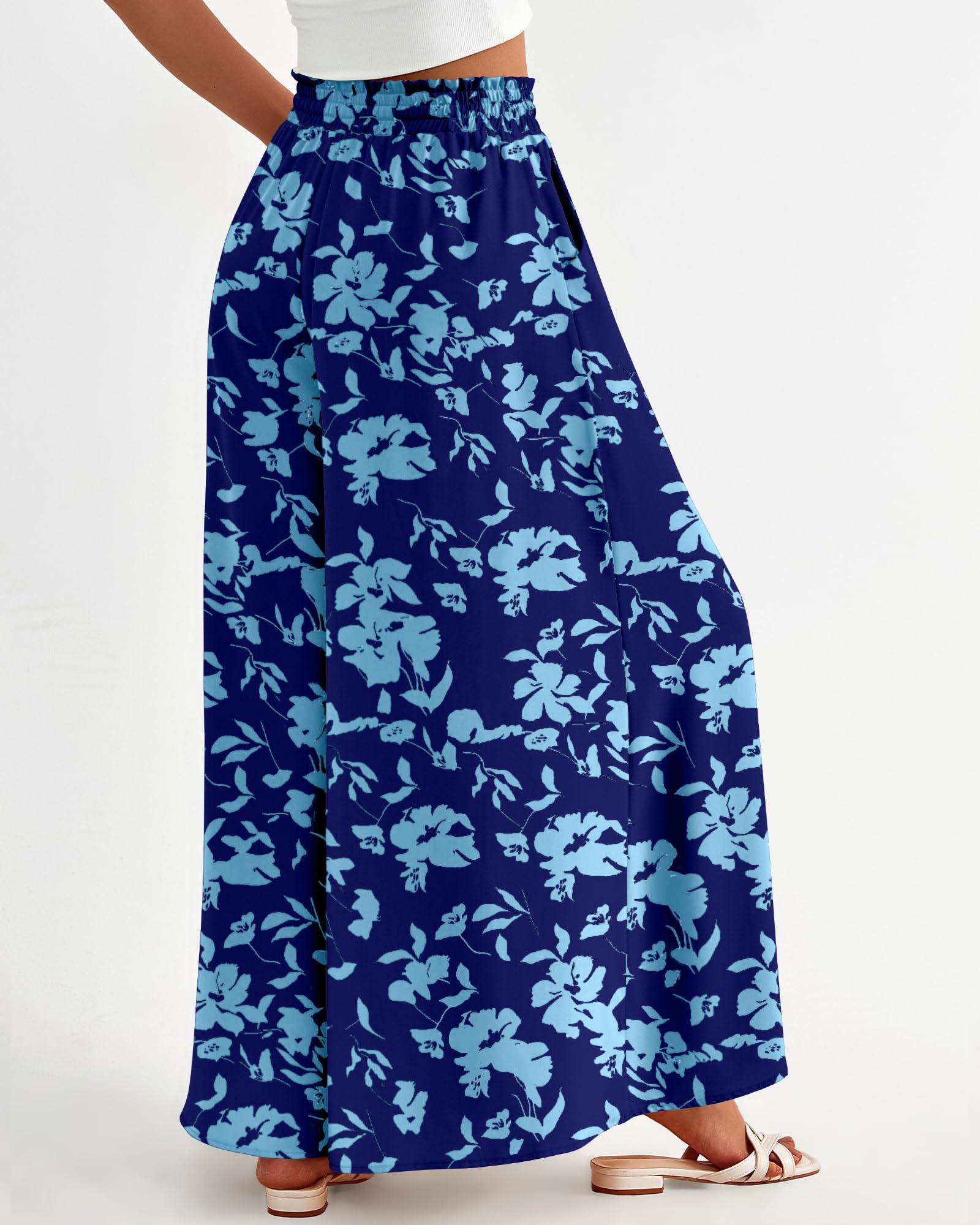 BTFBM Women Casual High Waist Wide Leg Pants Spring Summer Long Palazzo Pants Pocket Lounge Beach Vacation Clothes