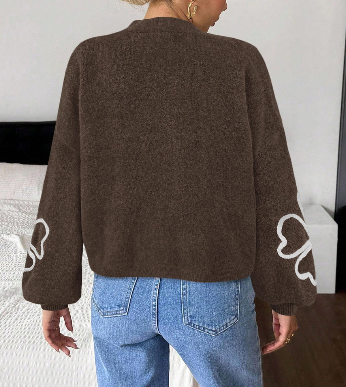 PRETTYGARDEN Women's Floral Oversized Cardigan Sweaters Trendy Fall Outfits Long Sleeve Sweater Jacket, Open Front Coat, Cozy Soft Chunky Knit, Casual Outerwear,Winter Fashion Clothing