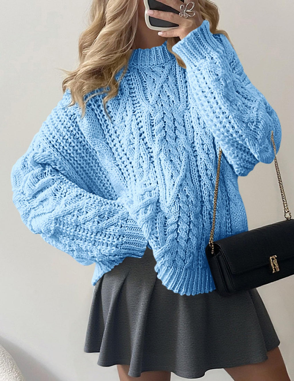 PRETTYGARDEN Women's Oversized Fall Sweaters Casual Long Sleeve Crewneck Chunky Cable Knit Pullover Tops Winter Clothes