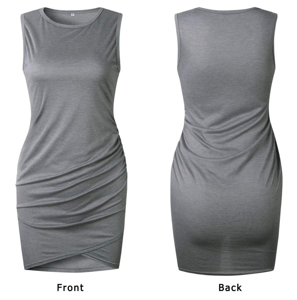 FreshPretty Women Summer Dresses Sleeveless Tank Ruched Bodycon Sundresses for Women Party Beach Mini Casual Spring Dress