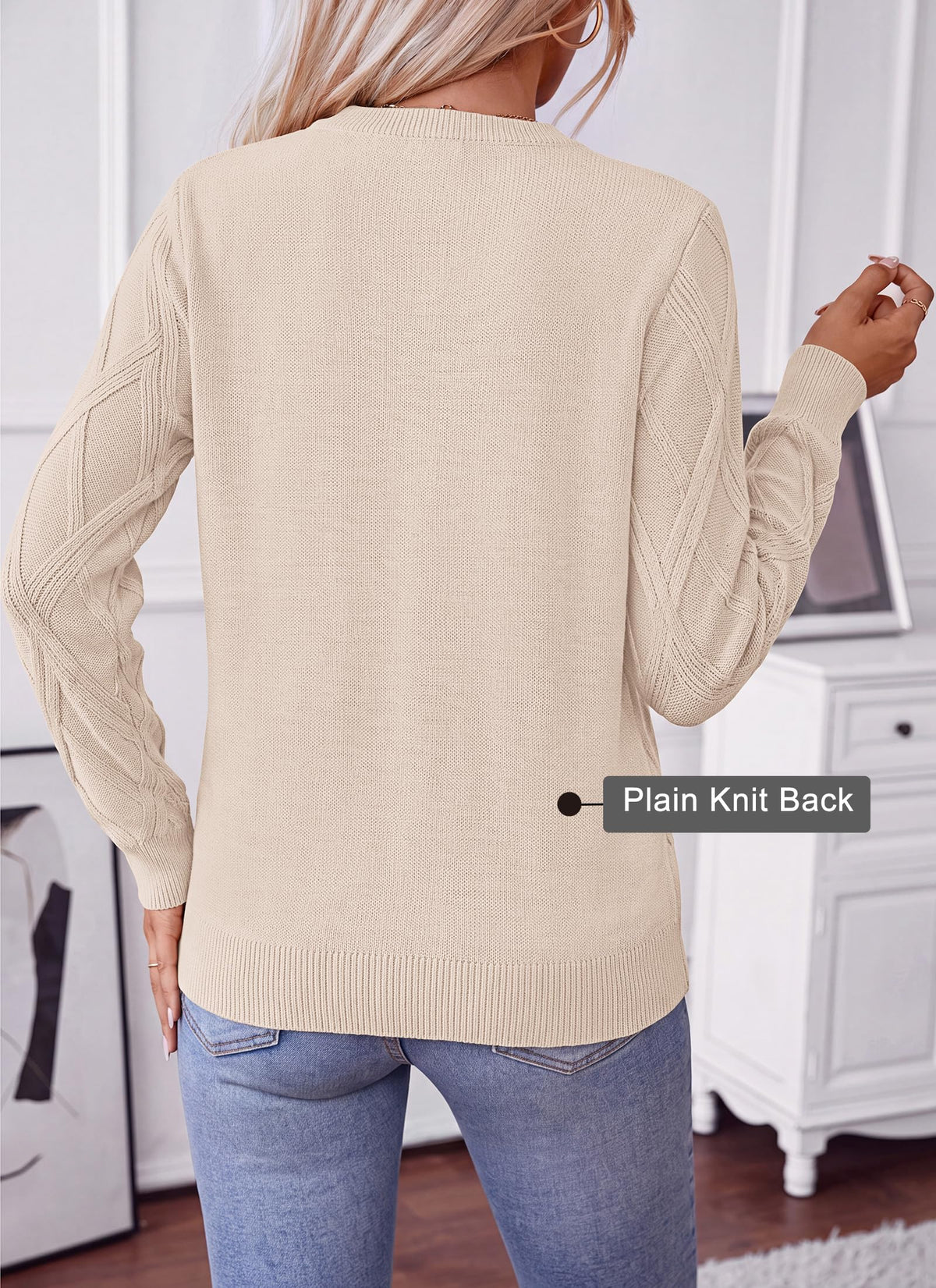 FreshPretty Women's Long Sleeve Sweaters Crewneck Cable Knit Pullover Cute Knitted,Loose Fit Daily Wear,Business Casual Work,Travel Vacation,Fall Fashion Must Have