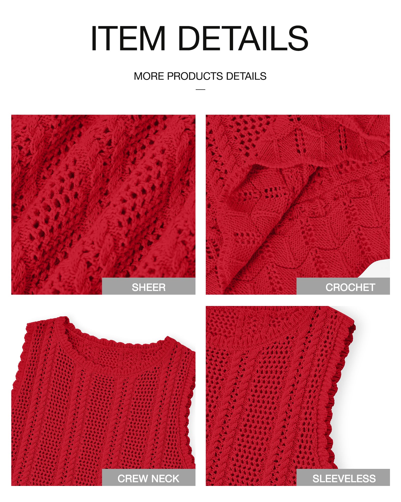 FreshPretty Crochet Tank Top Vacation Outfits for Women Sweater Vest Beach Cover Ups Spring Summer Sleeveless Cruise Resort Wear