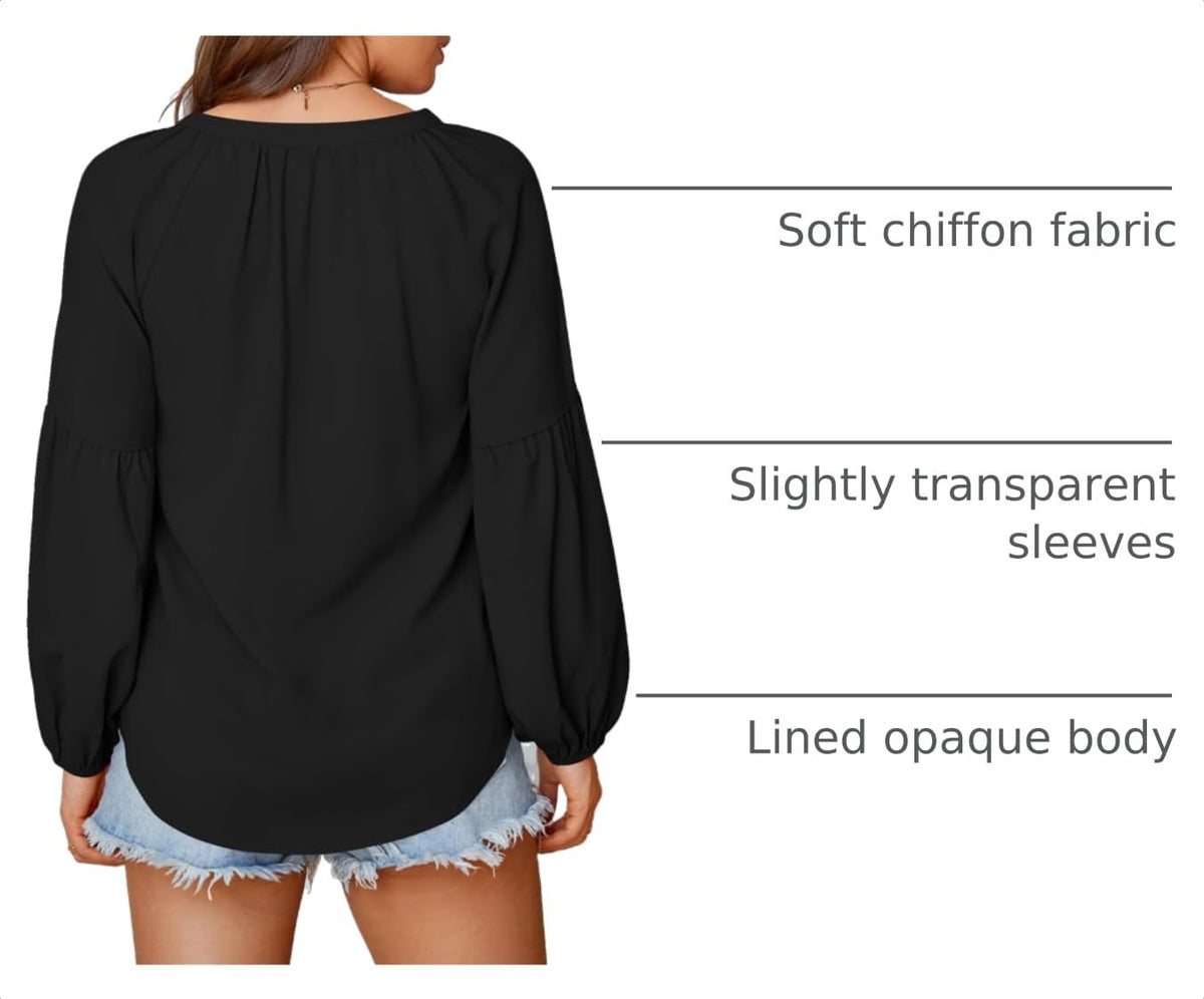 BTFBM Blouses for Women Dressy Casual Boho Tops V Neck Lightweight Long Sleeve Shirts Spring Clothes