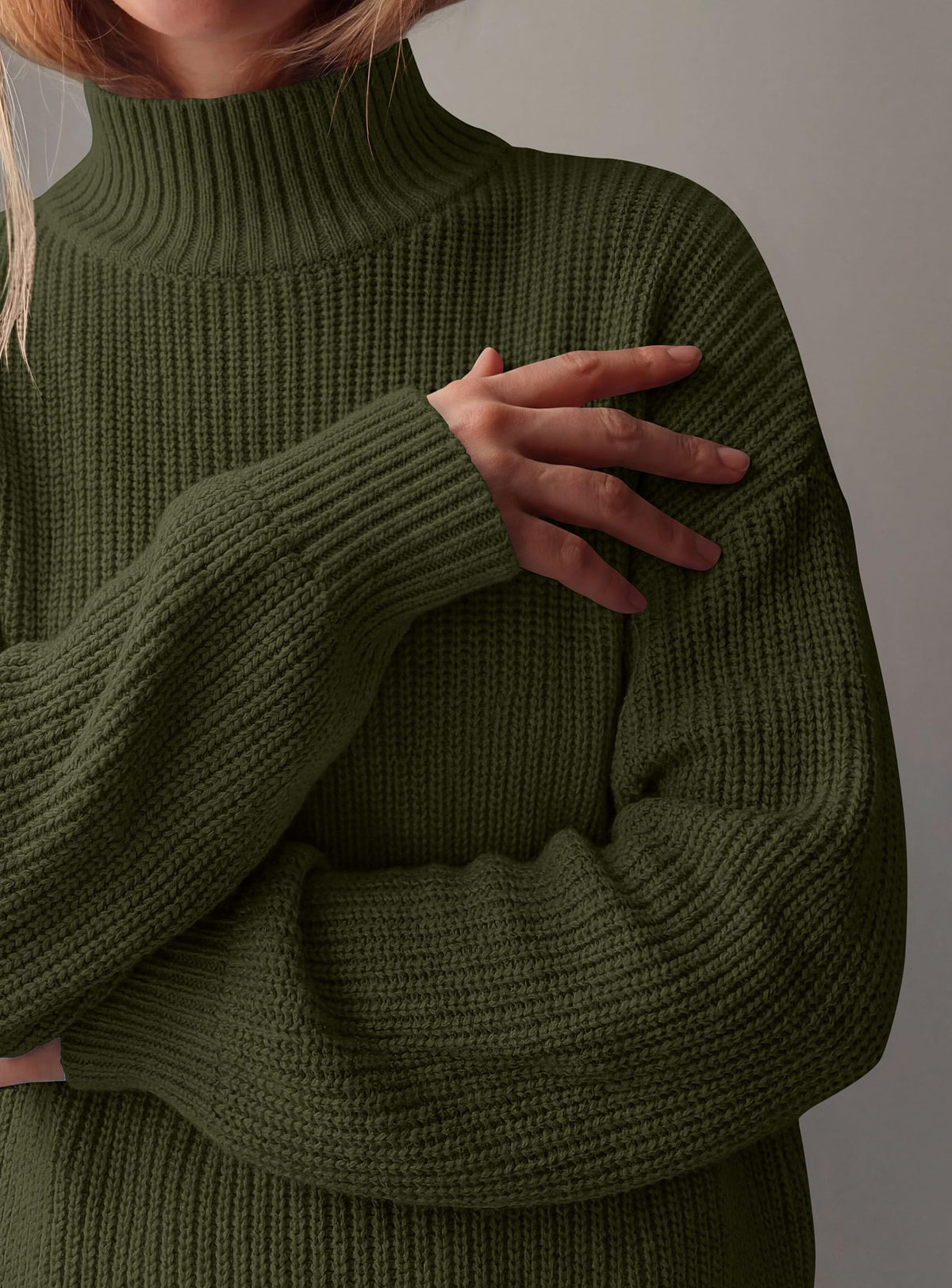 PRETTYGARDEN Women's Chunky Knit Fall Mock Turtleneck Pullover Sweaters,Long Sleeve Shirts, Casual Work Office Clothes, Going Out Tops, Trendy Winter Holiday Sweater, Loose Fit, Soft Cozy Layering