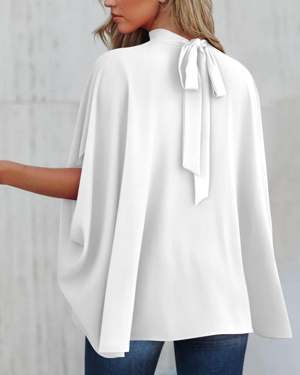 FreshPretty Womens Summer Tops Fall Mock Neck Batwing Sleeve Shirts Loose High Low Hem Oversized Dressy Casual Blouses